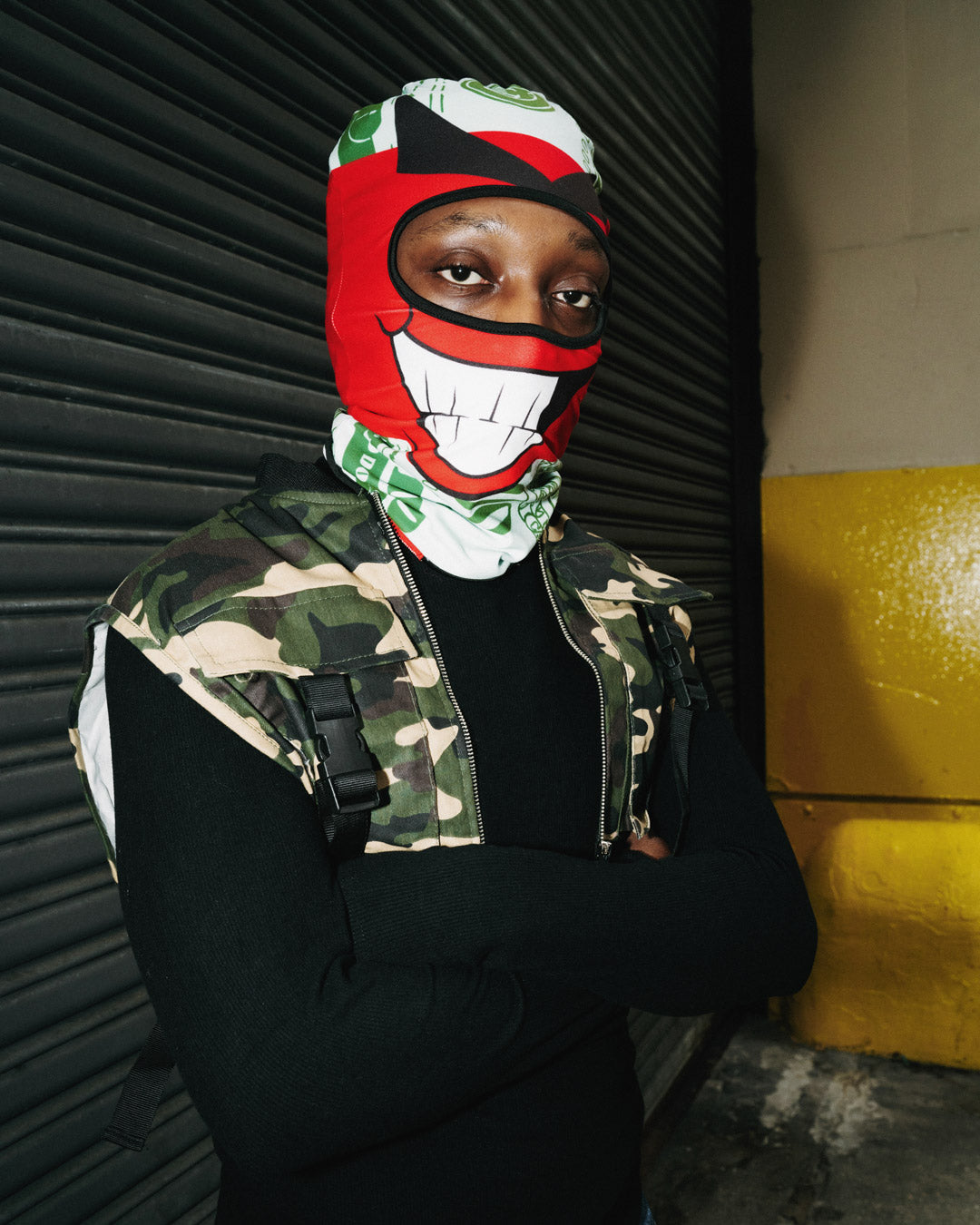 Blackstrap Balaclava Ski Mask laid flat, showing its red color