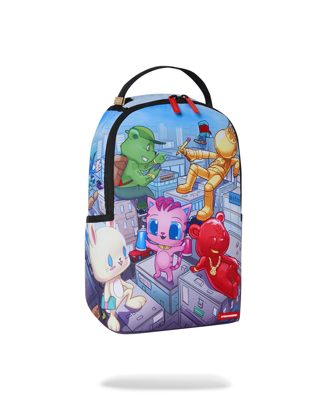 Close-up of water-resistant fabric and zipper details on the small backpack