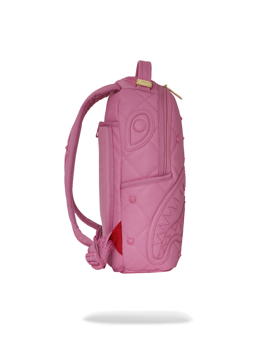 Sorbet Stunna Bear mini backpack with pink enamel and gold hardware, back view showing ergonomic padding