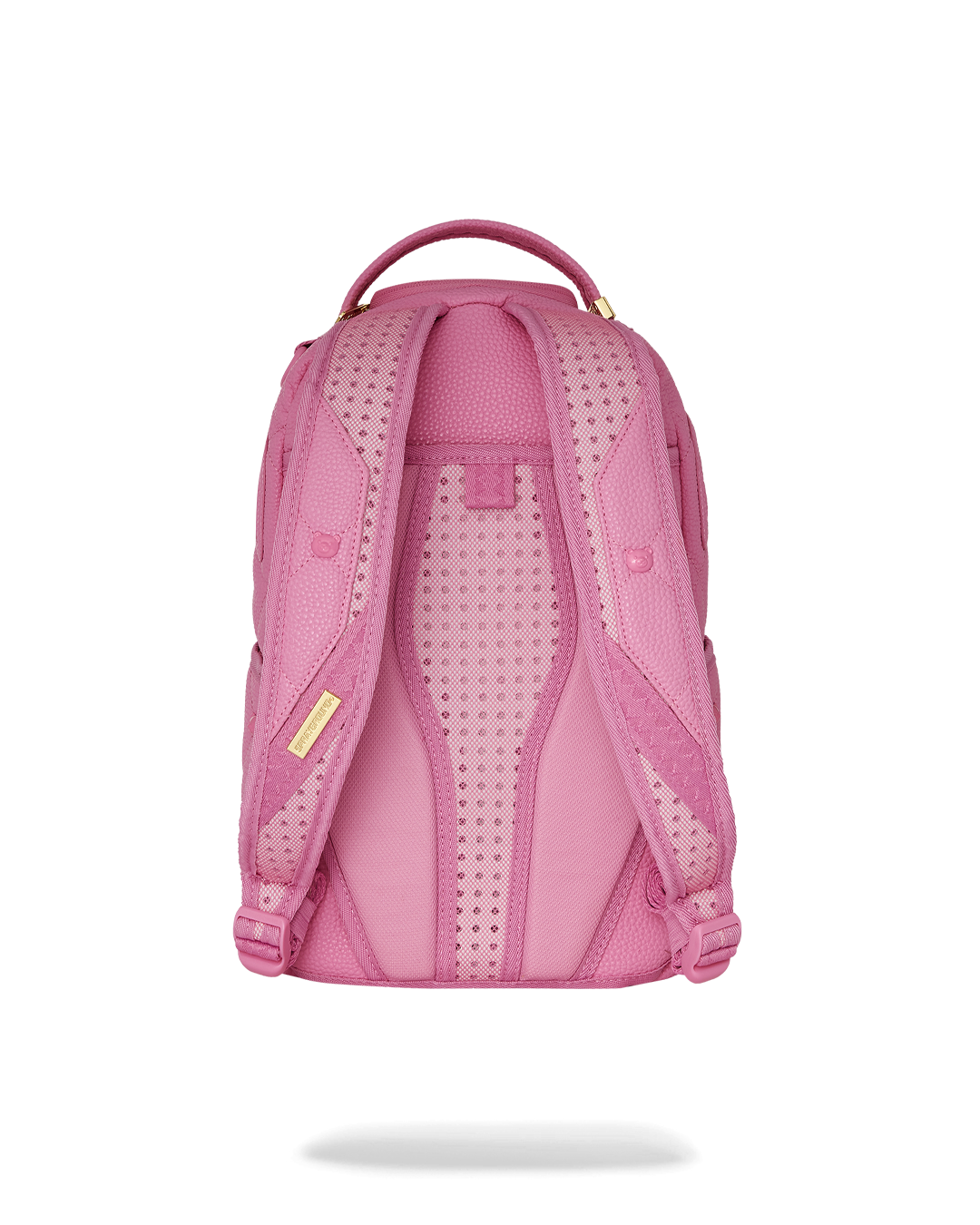 Pink Sorbet Stunna Bear mini backpack with bear studs and quilted design, front view