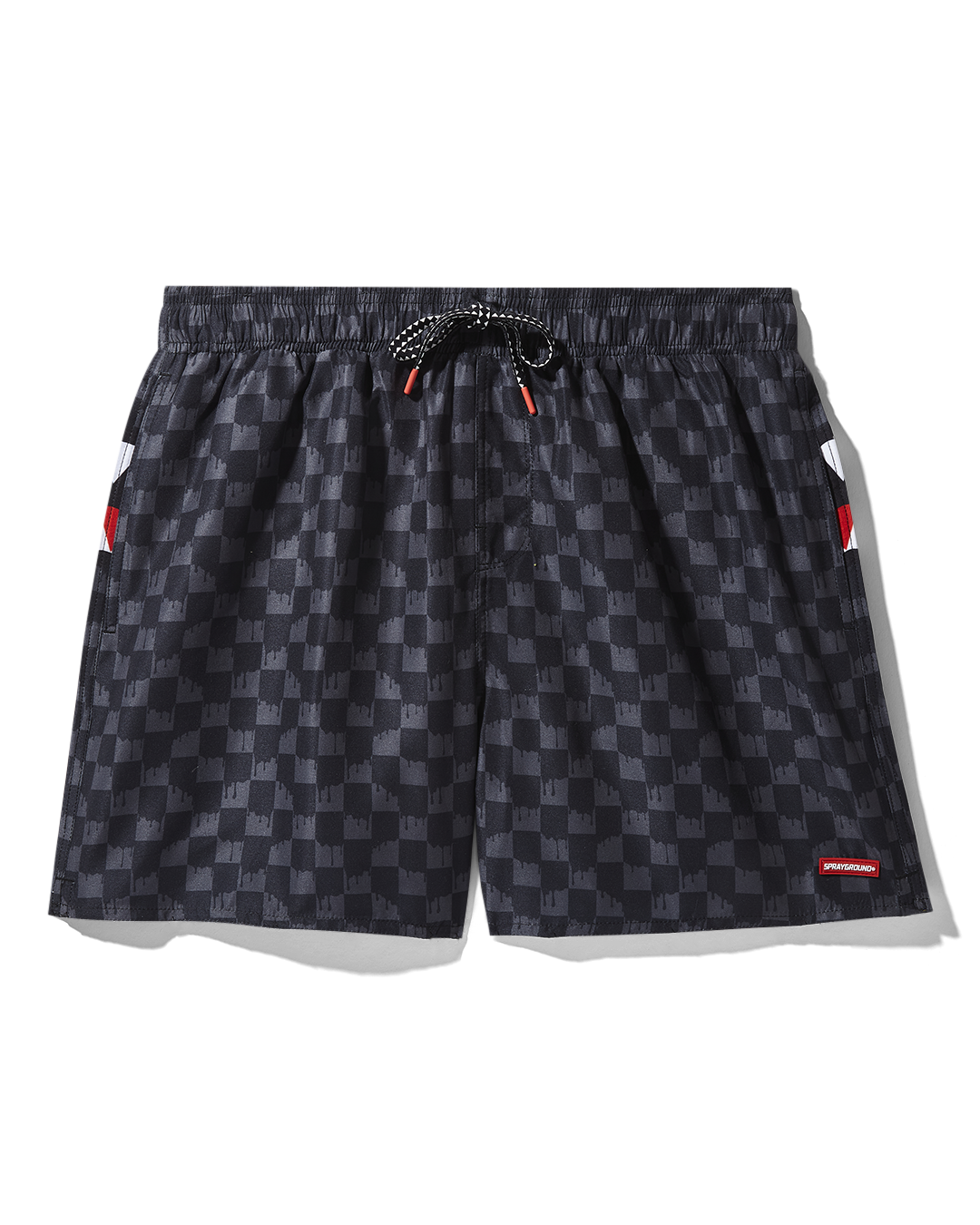 Close-up of swim shorts' 4-way stretch fabric