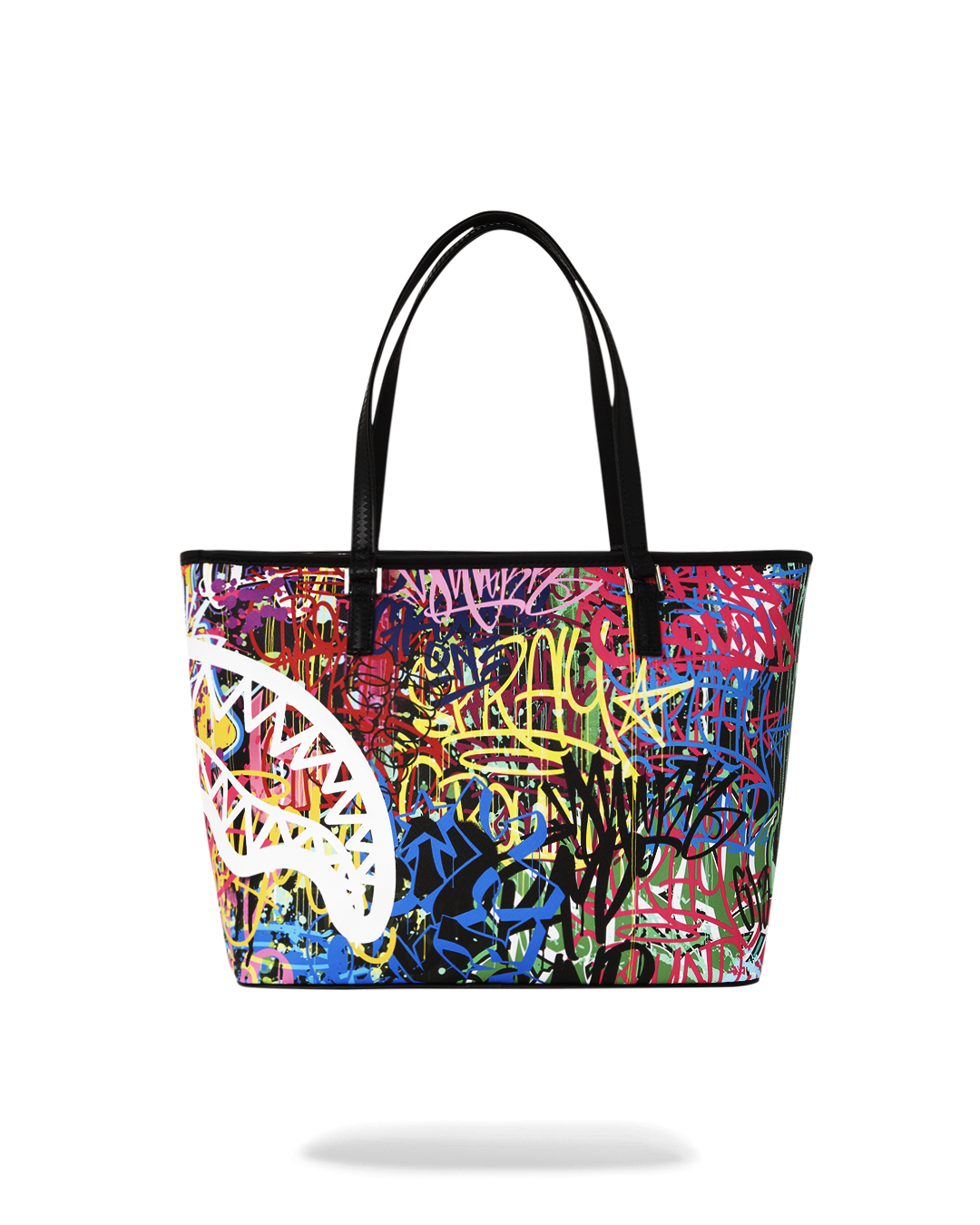 Interior of the faux leather tote bag showcasing its large organizer pocket.