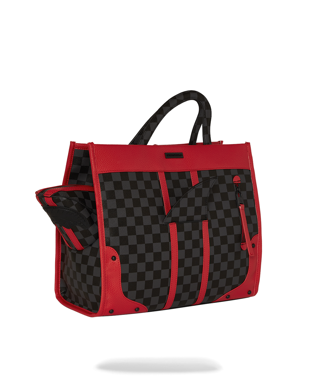 Interior zipper pocket and snap closure of the canvas tote bag