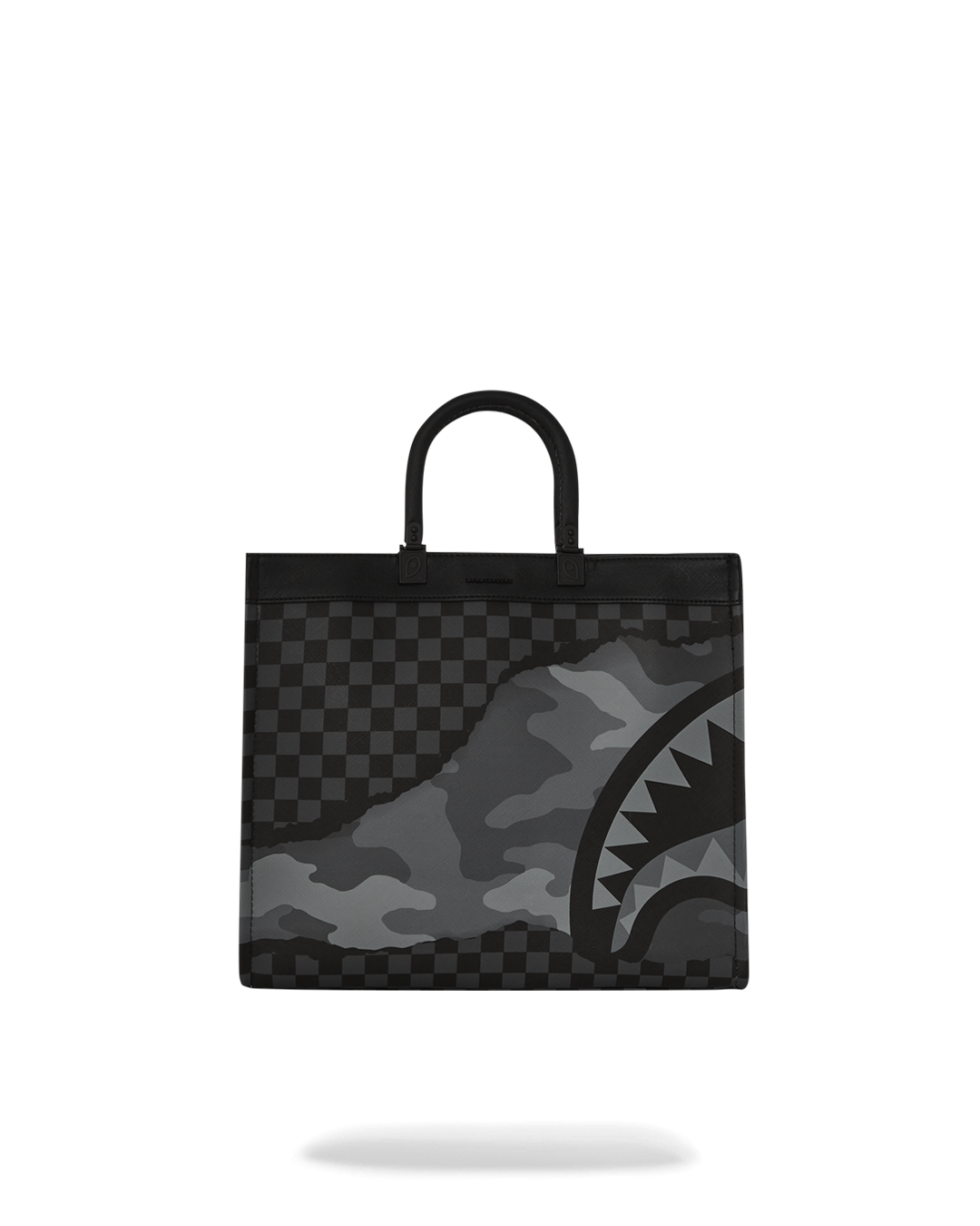 Sprayground tortuga tote bag worn crossbody with laptop inside