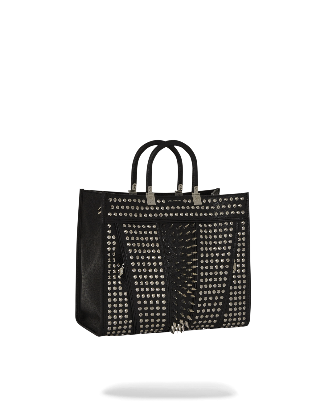 Tortuga Leather Tote Bag with faux tortoise handle, side view