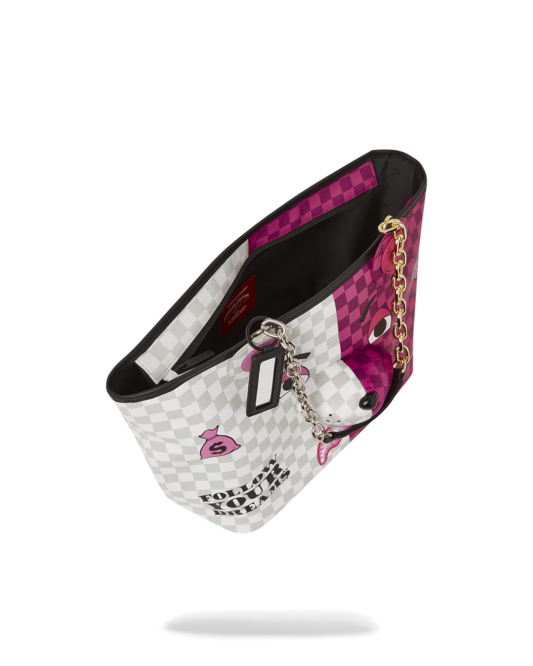 Interior of the Sprayground tote bag featuring a large organizer pocket.
