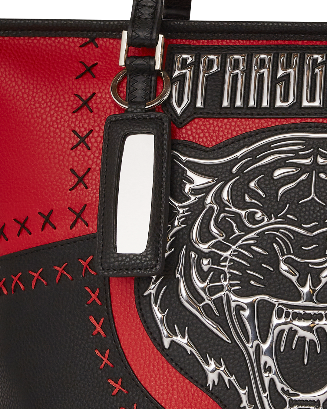 Sprayground Bronx Brawler tote bag front view with metallic detailing