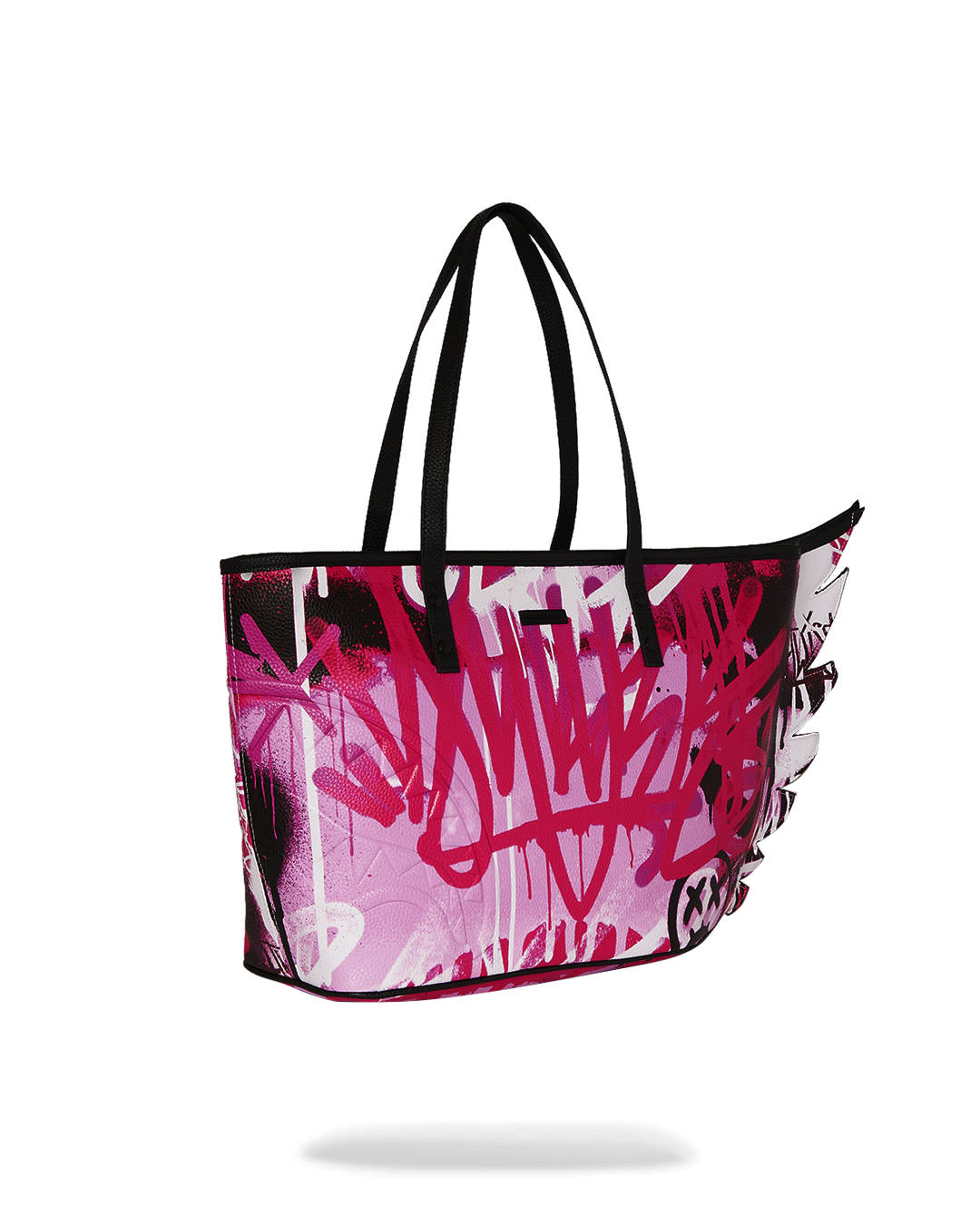 Interior of the SkyGlow faux leather tote bag highlighting organizational pockets.