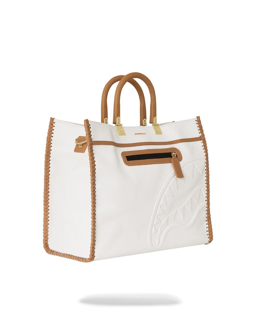 Side profile of designer tote bags with removable crossbody strap