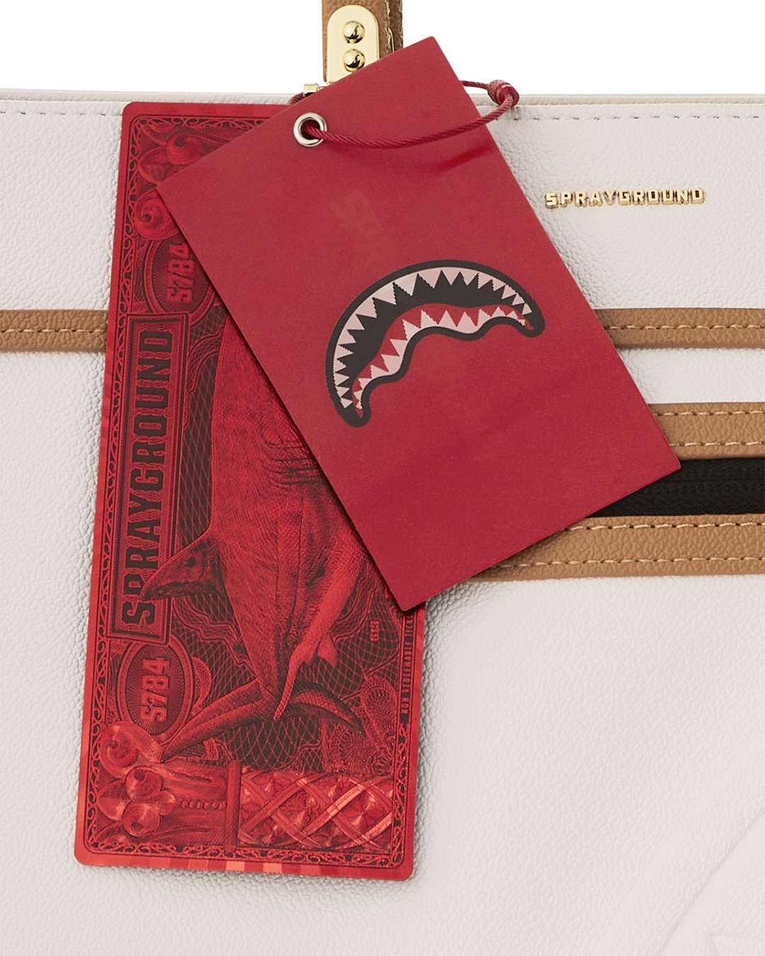 Side profile of designer tote bags with removable crossbody strap