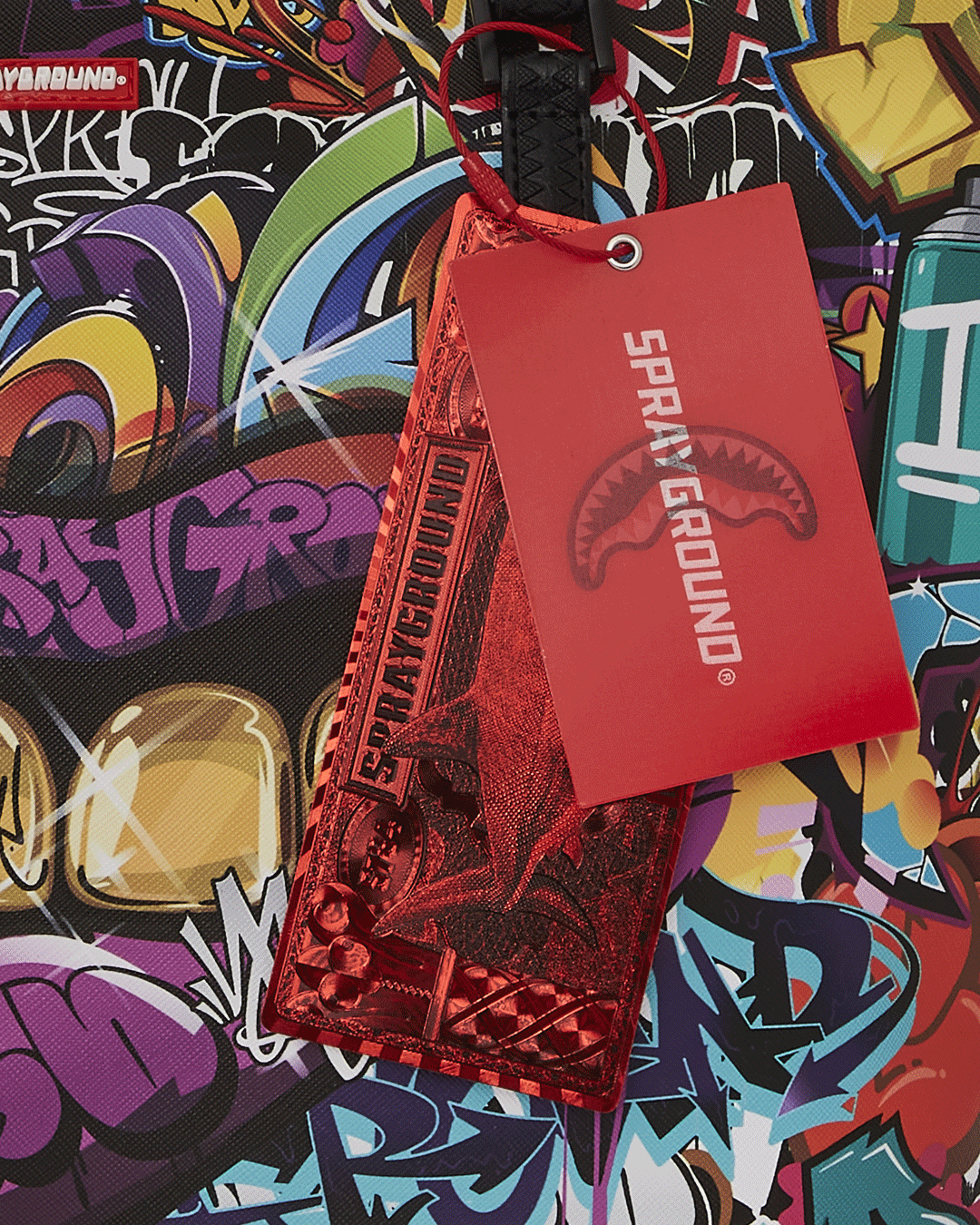 Sprayground tote bag in leopard print, showcased at a city park