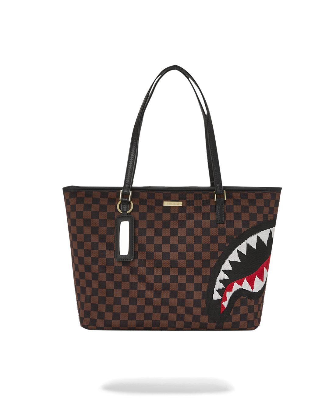 Sprayground Sharks in Paris Tote Bag, front view, showcasing the bold print.