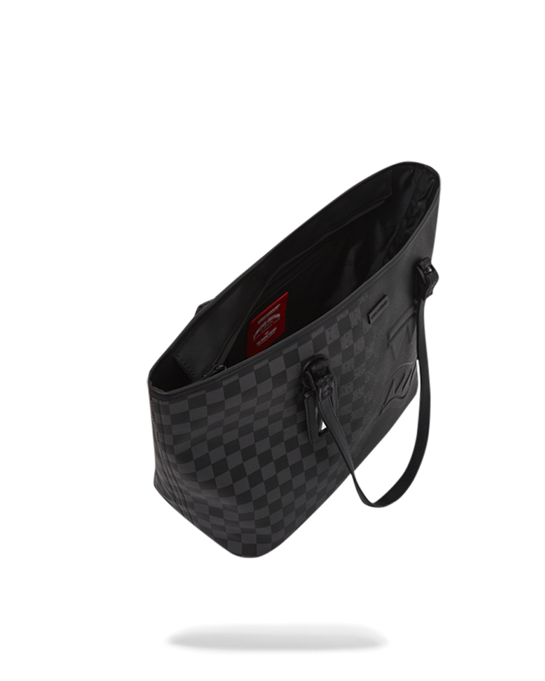 Side view of the designer tote, showcasing double handles.