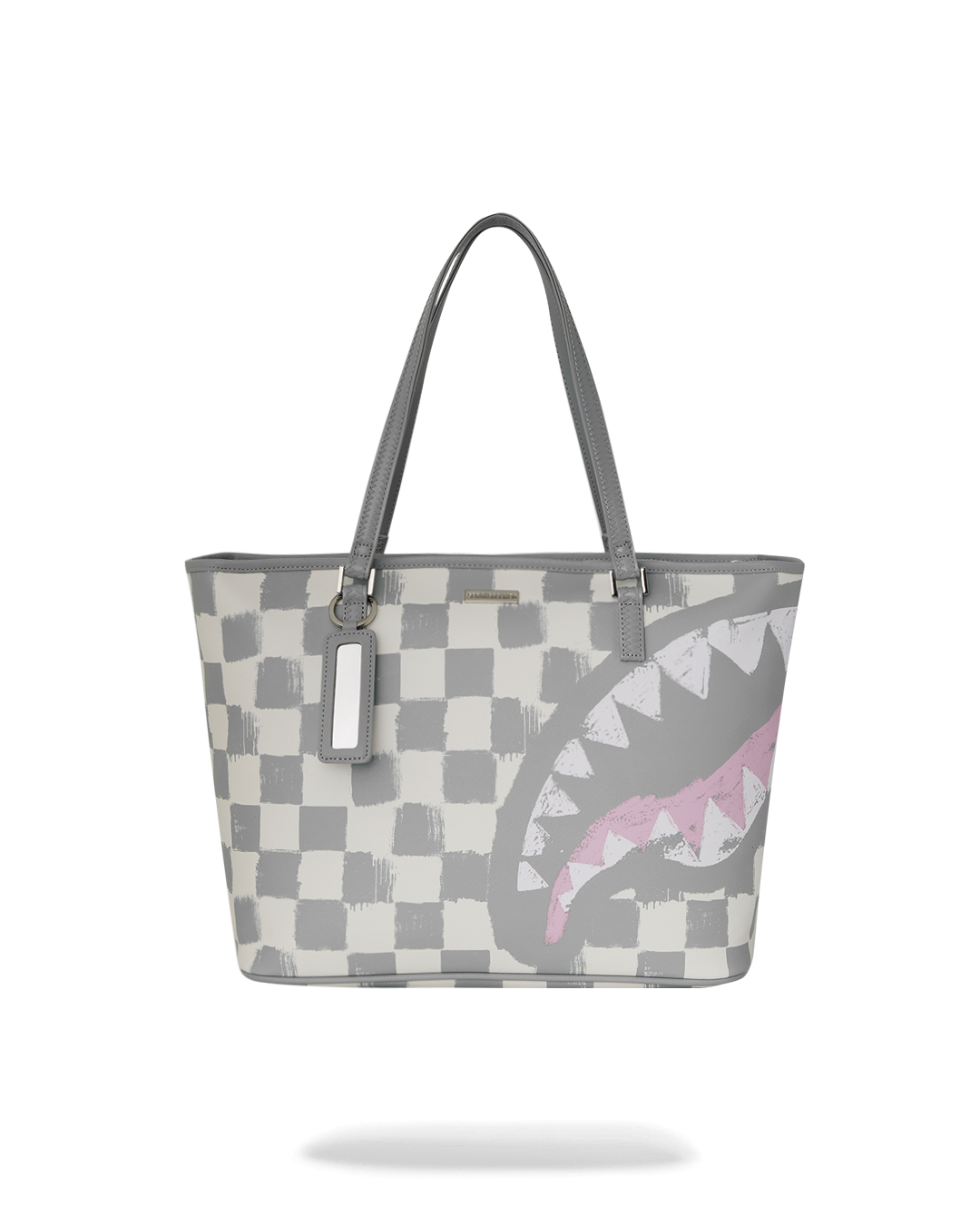Top view of cream shoulder bag open to show interior compartments