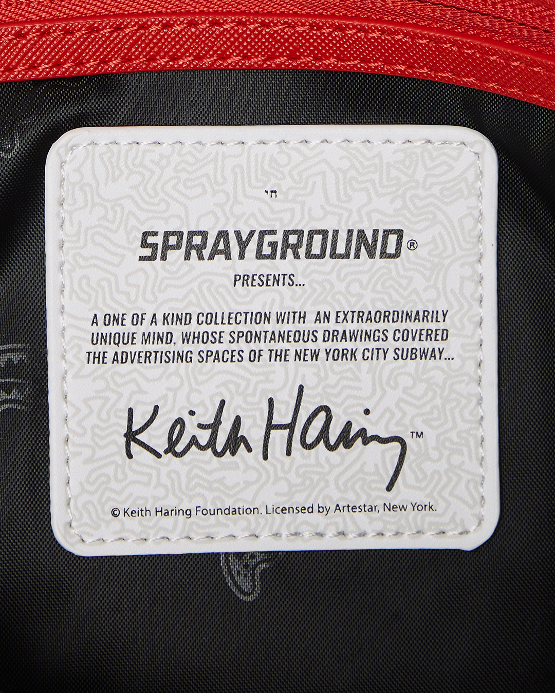 Sprayground Tote Bag with Keith Haring art, front view