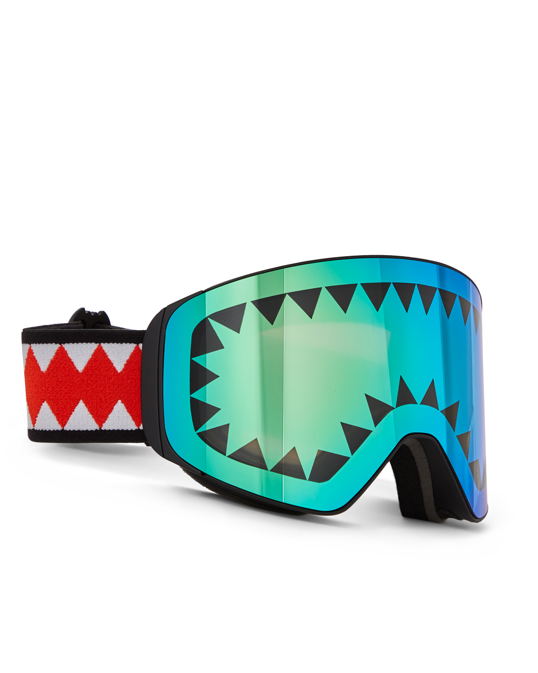 Goggles stored in hardshell case with accessories laid out