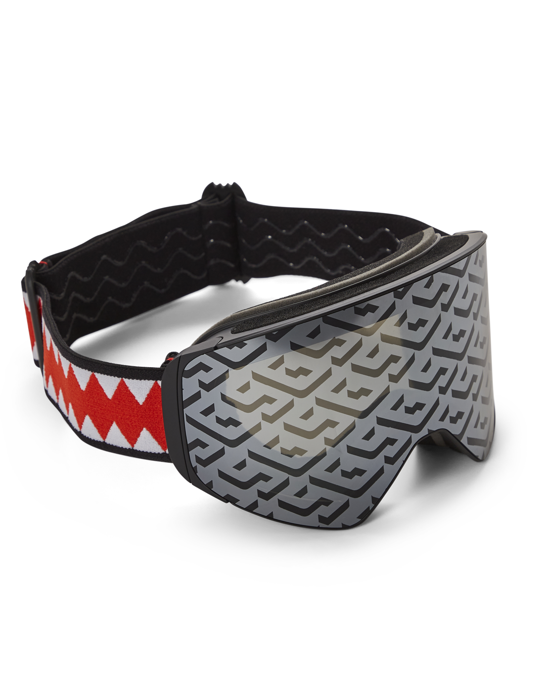 Arctic-Pro ski goggles with gold lens, modeled on mountain slope