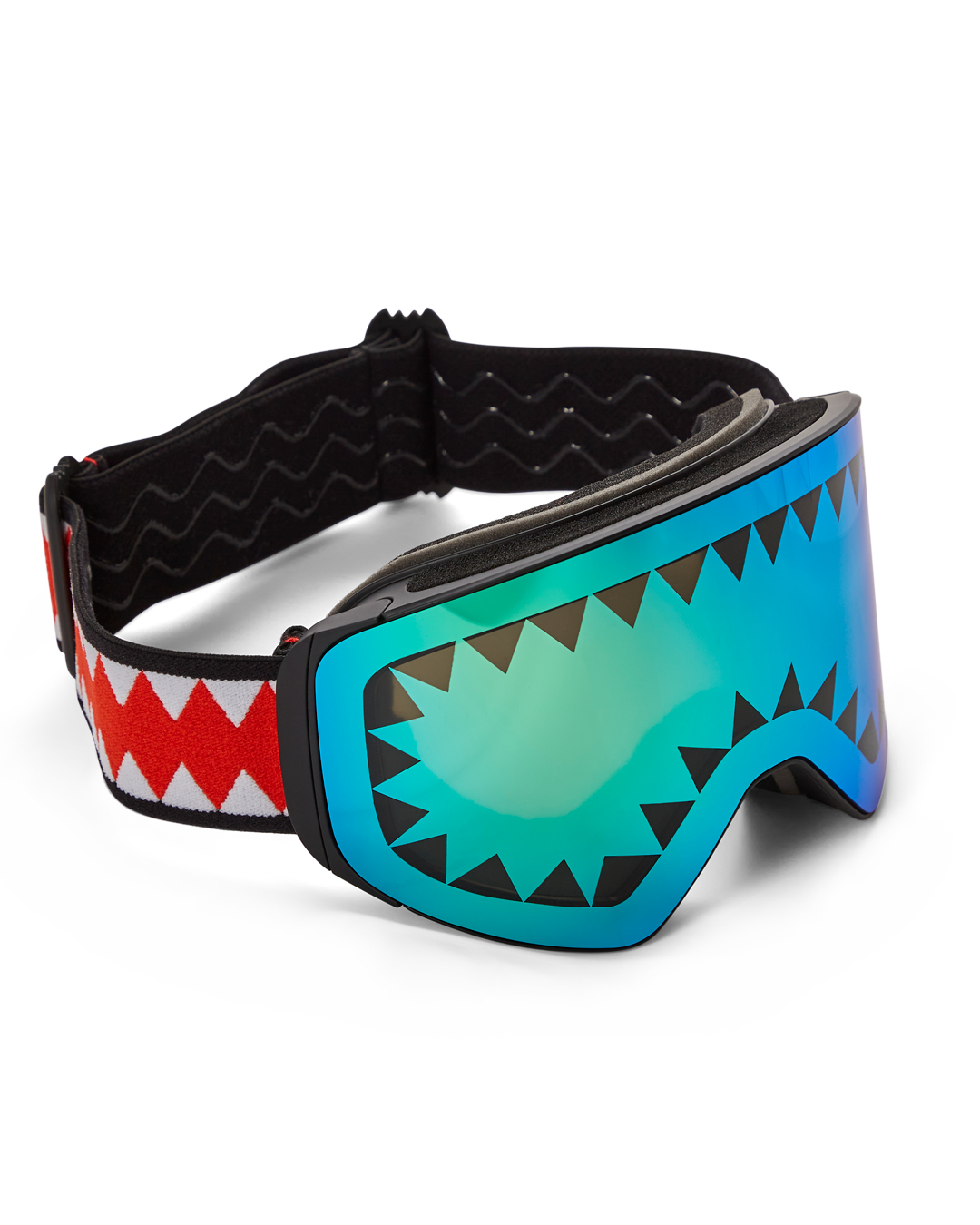 Goggles stored in hardshell case with accessories laid out