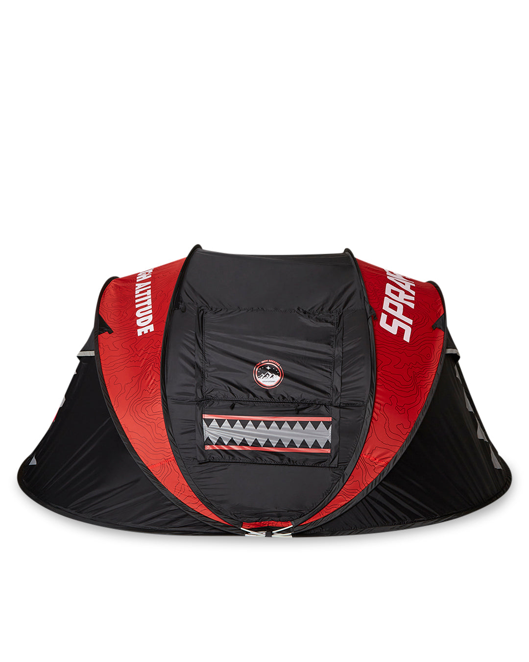 Folded easy setup tent packed in zip carry bag on gravel path