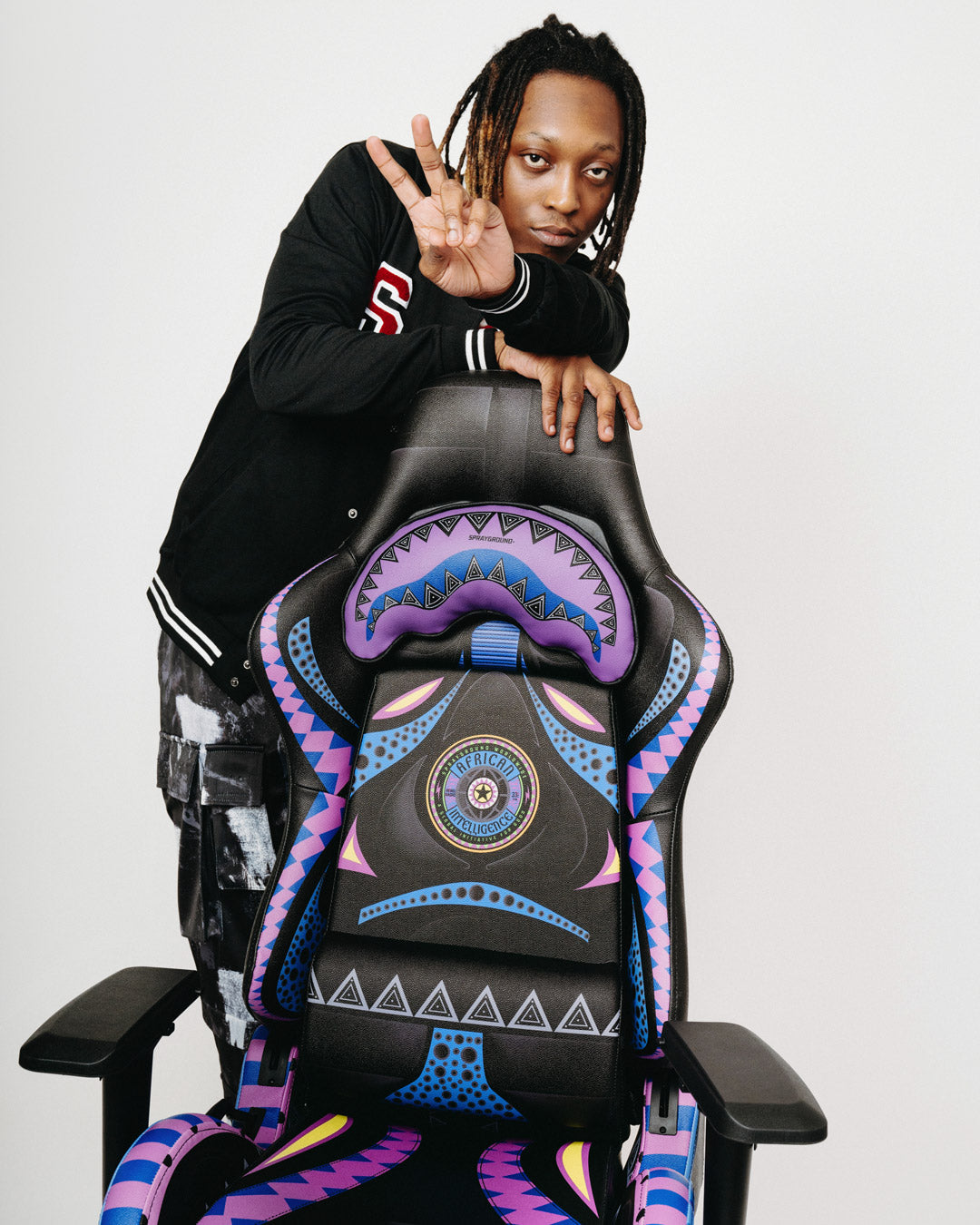 Front angle of the limited edition Sandflower gaming chair showcasing stylish design