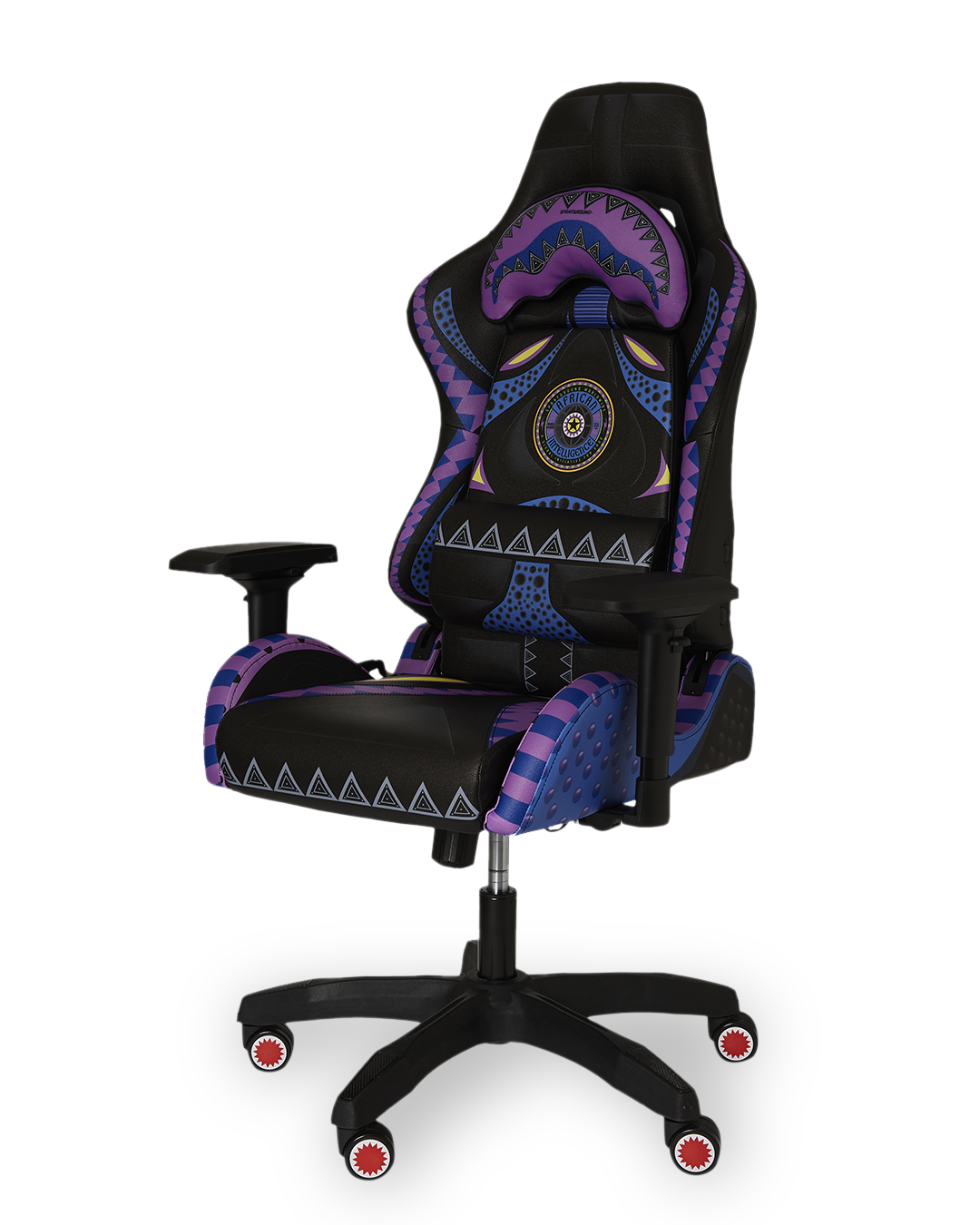 Side view of the ergonomic gaming chair with adjustable armrests and lumbar support