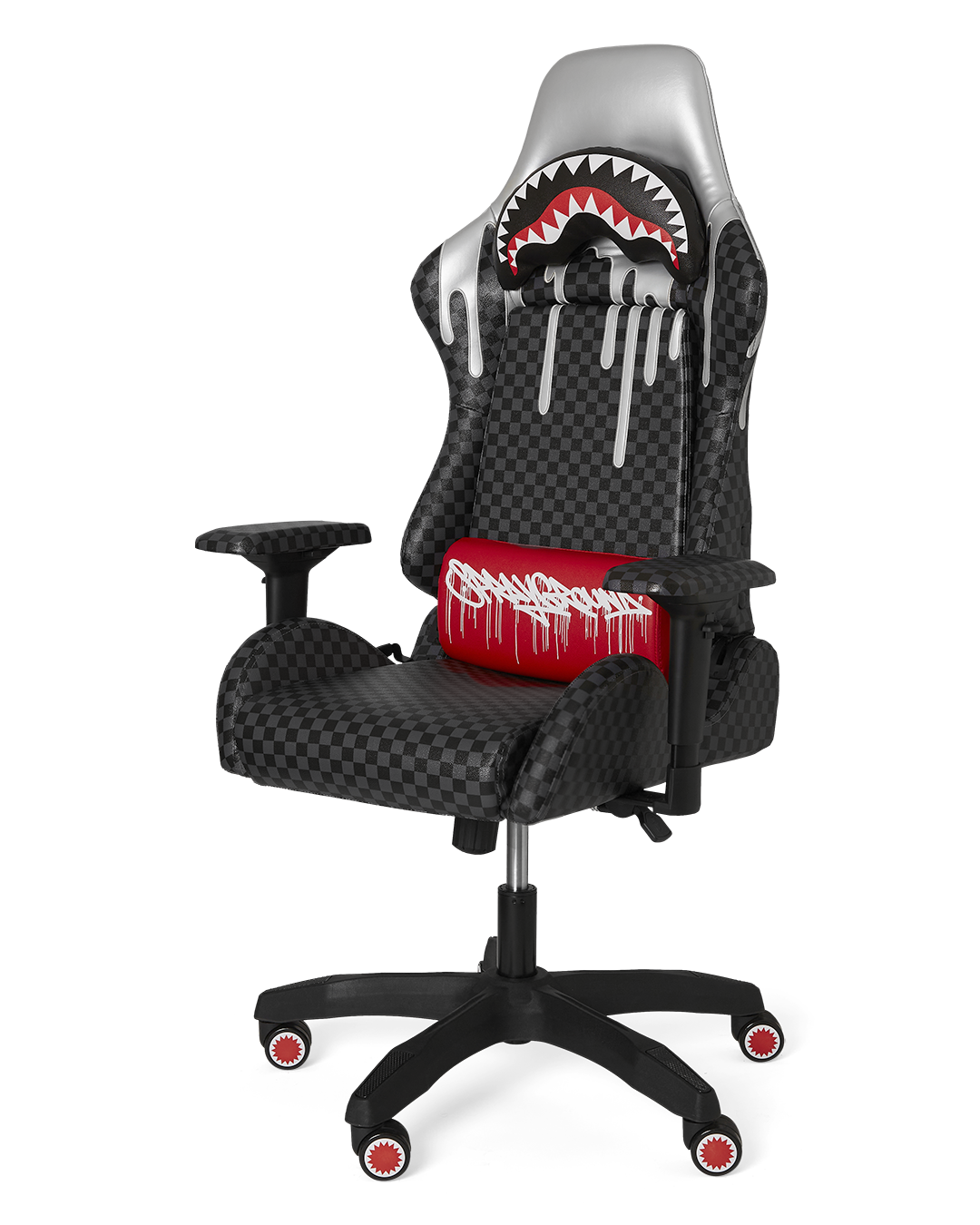 Ghost Drip Shark gaming chair at 45-degree angle showing lumbar cushion