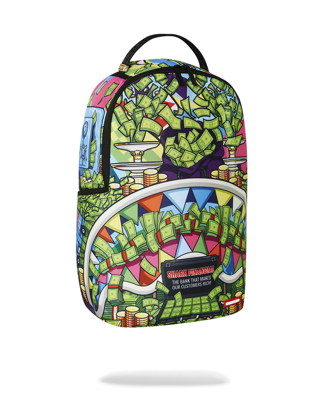 Lifestyle shot with travel backpack slid onto carry-on luggage handle, perfect for commuting.