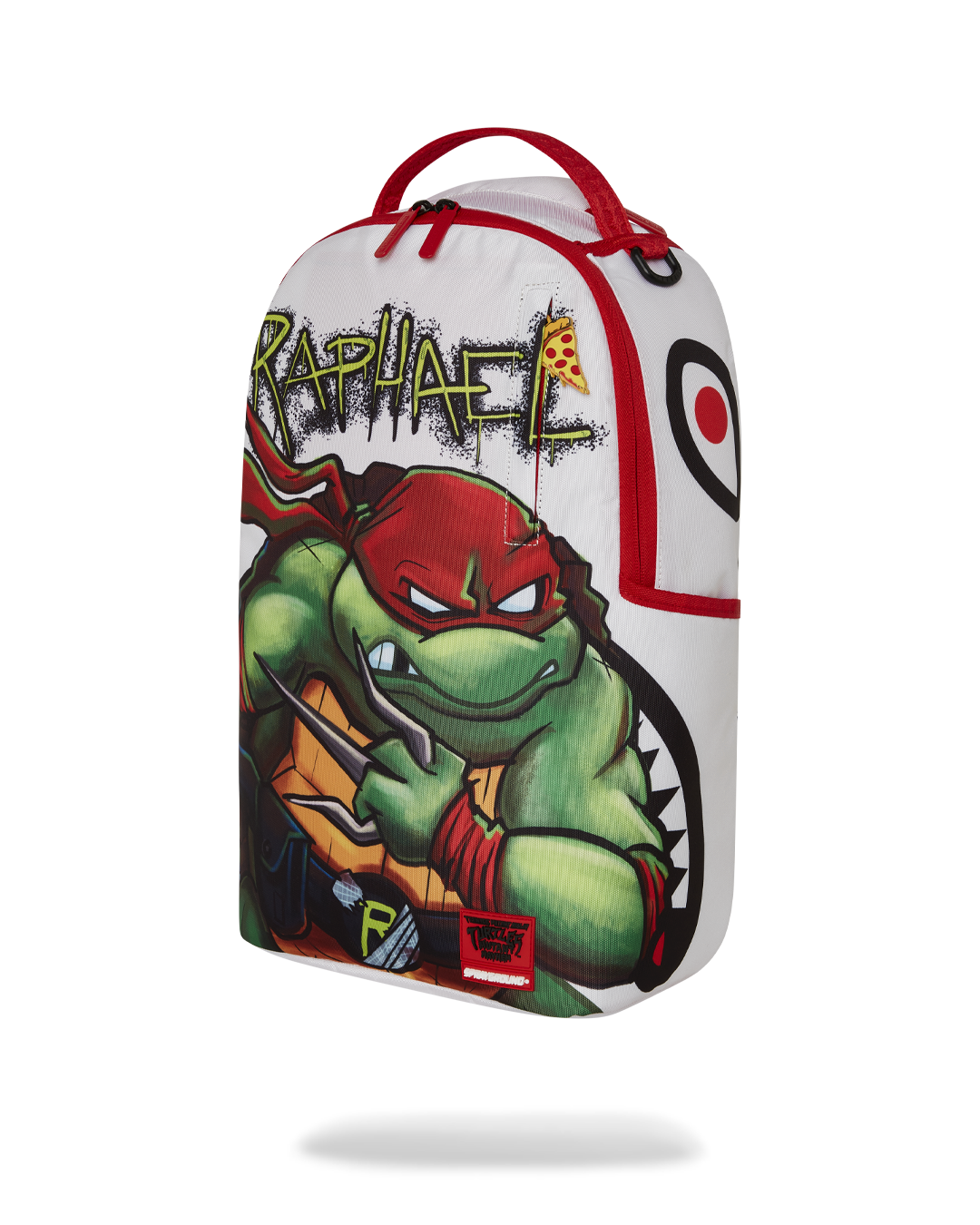 Front angle with Teenage Mutant Ninja Turtles-inspired pizza zipper pull