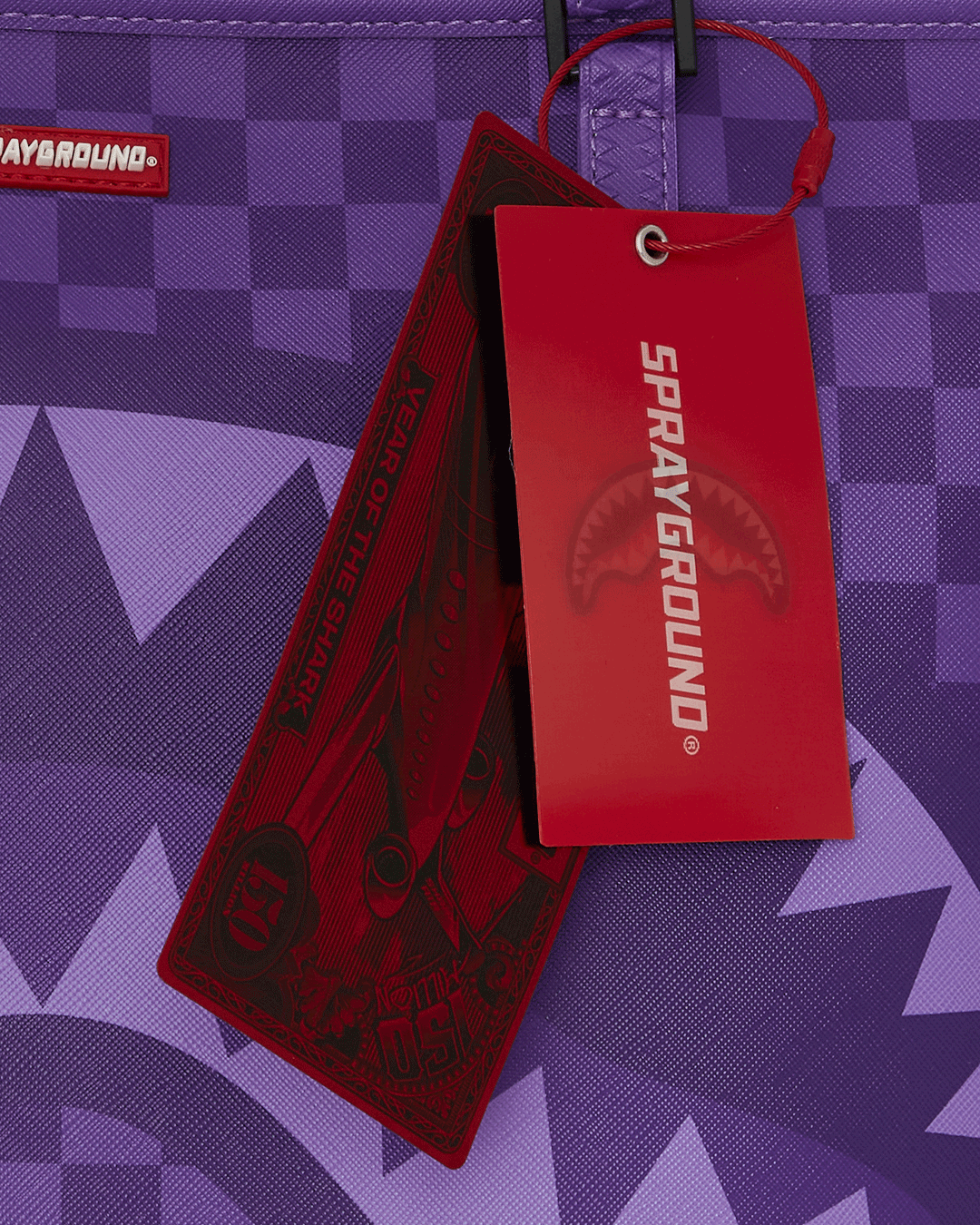 Sprayground Faux Leather Leopard Tote Bag front view, showcasing its stylish leopard print design.