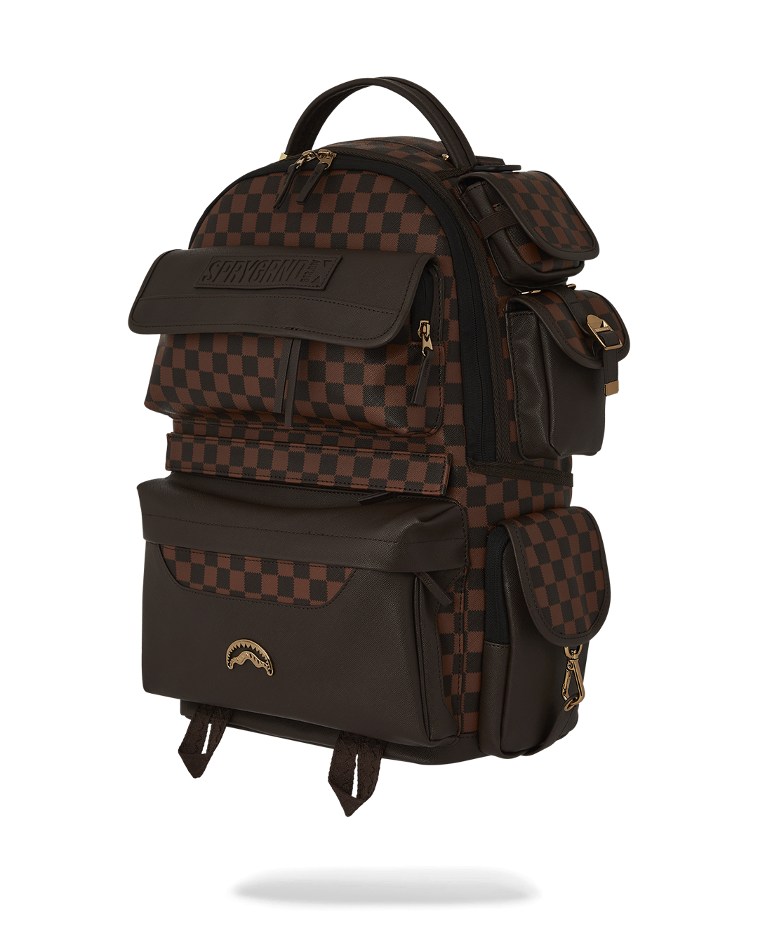 Woman wearing the backpack in urban setting with laptop compartment visible