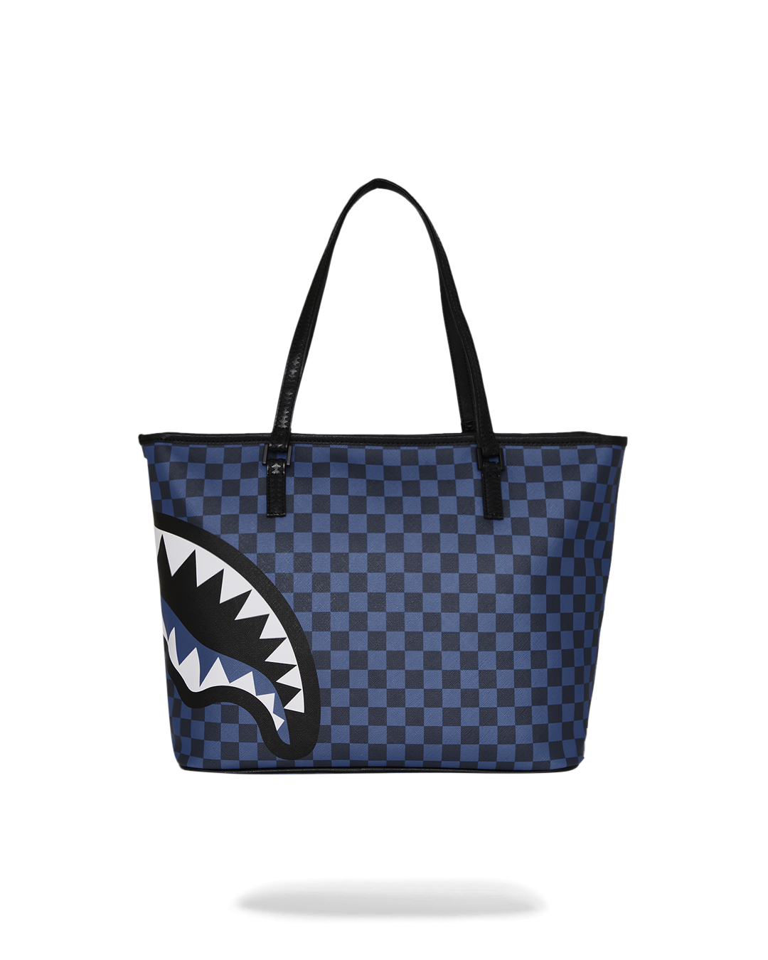Faux leather tote bag with leopard print, showcasing the large interior organizer pocket.