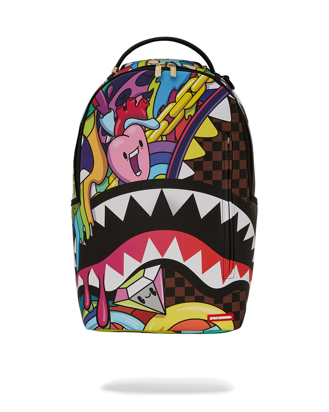 Front view of Trippin Daily Deluxe Faux Leather Backpack showcasing zipper details.