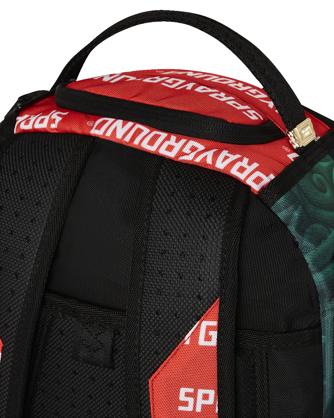 Kung Fu Panda backpack showcasing front zipper pocket and side pockets.