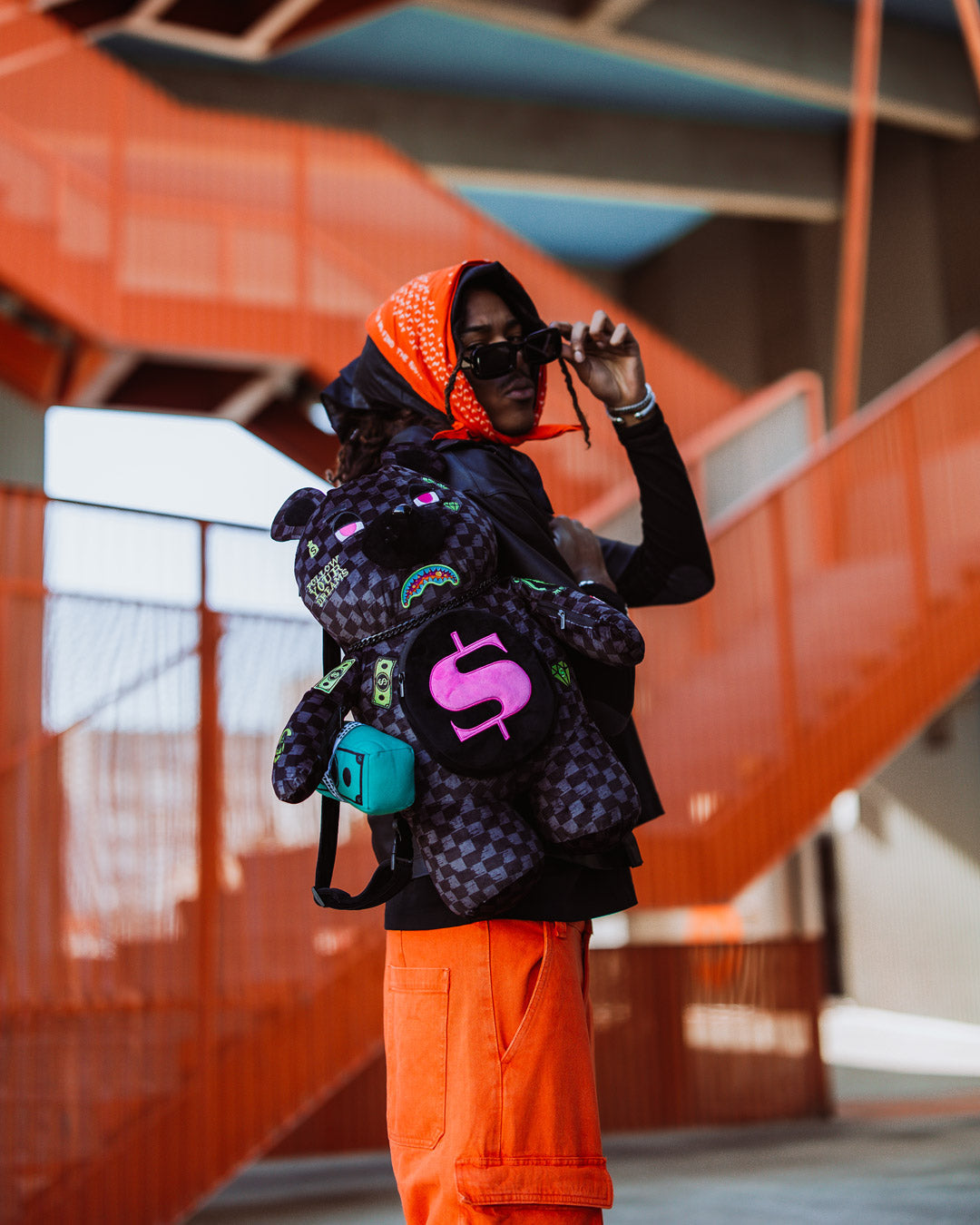 Back panel showing adjustable straps on the money bear backpack designed for kids.