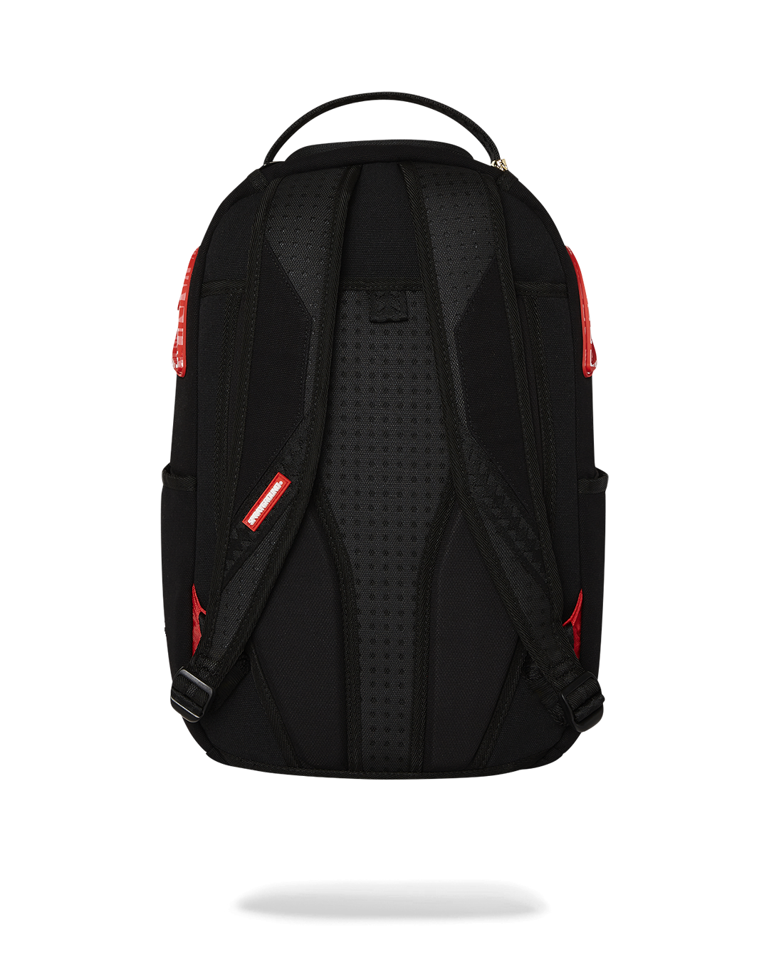 Waxed cotton canvas backpack with laptop sleeve and Sprayground design, front view