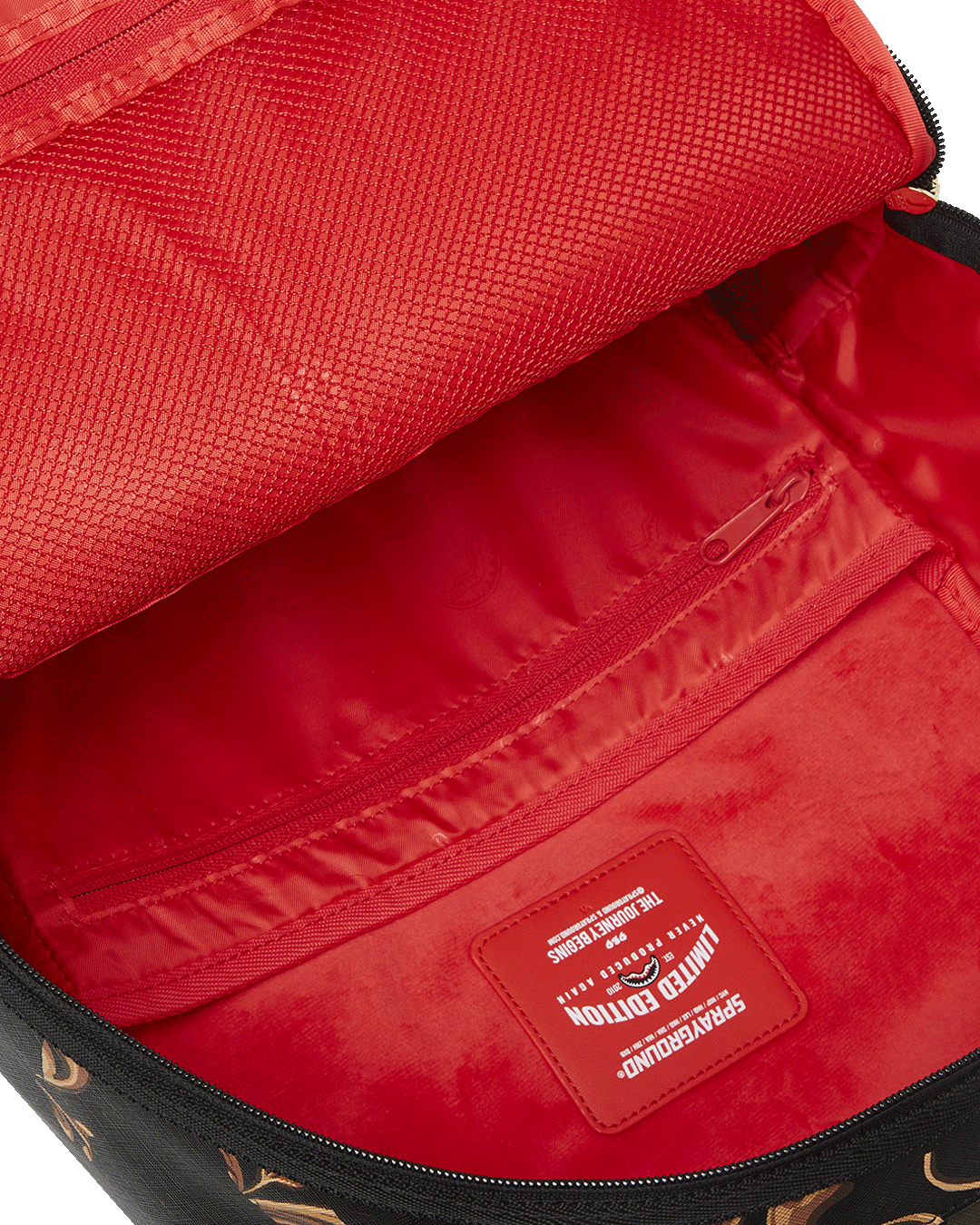 Luxury travel backpack with faux leather finish and gold hardware