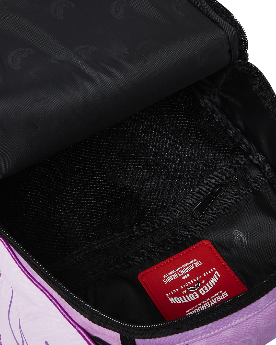 Front view highlighting the crown and wing embroidery on the backpack