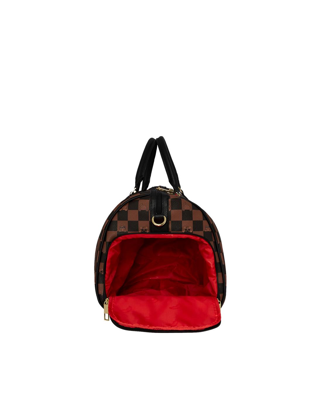 Side view highlighting the adjustable straps and gold hardware