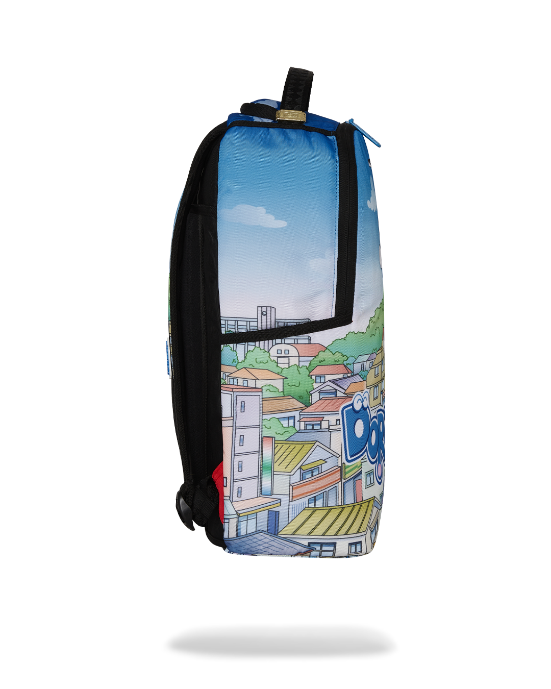 Front view of the animated backpack showcasing its fun design