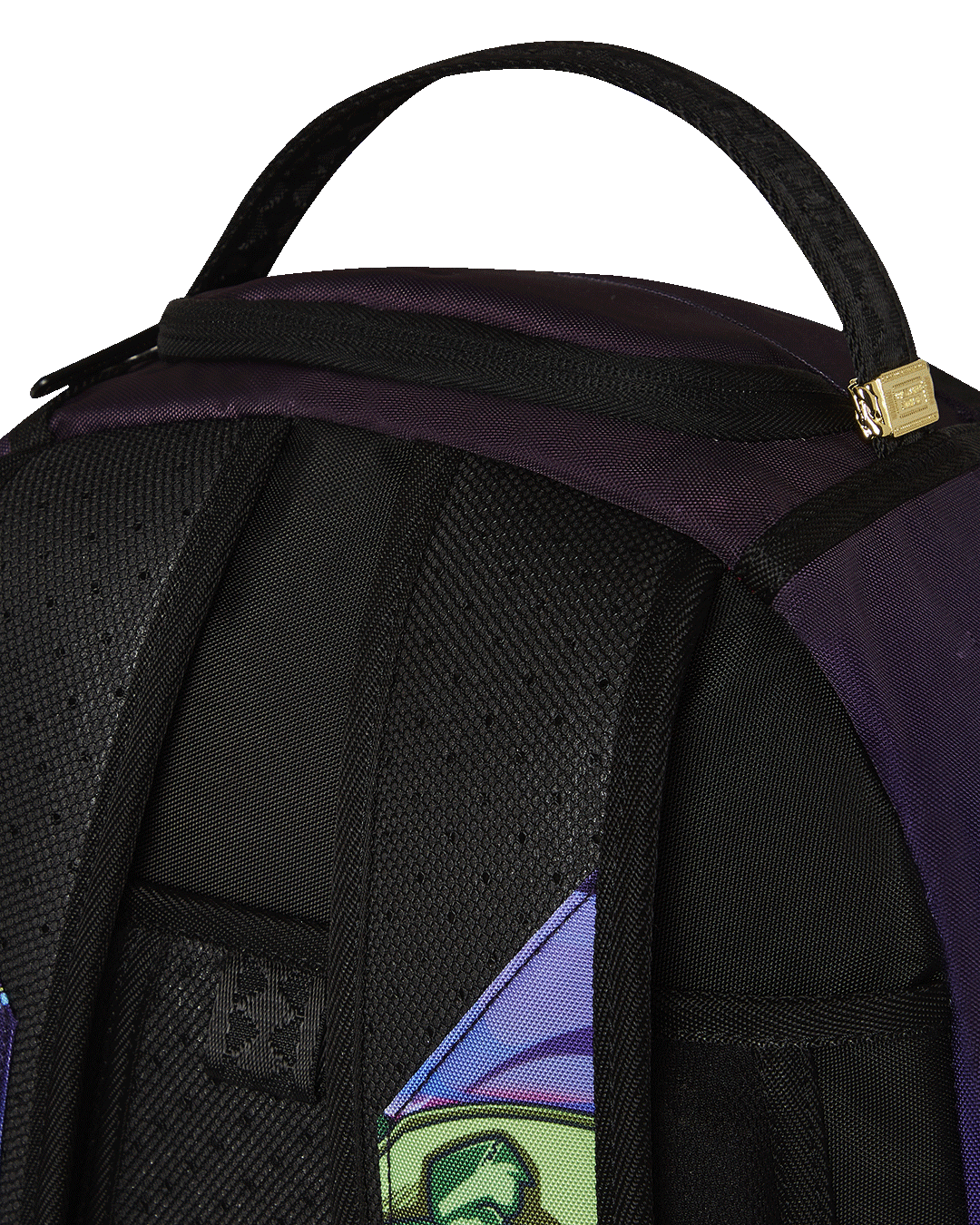 Close-up of ergonomic mesh back padding and adjustable straps