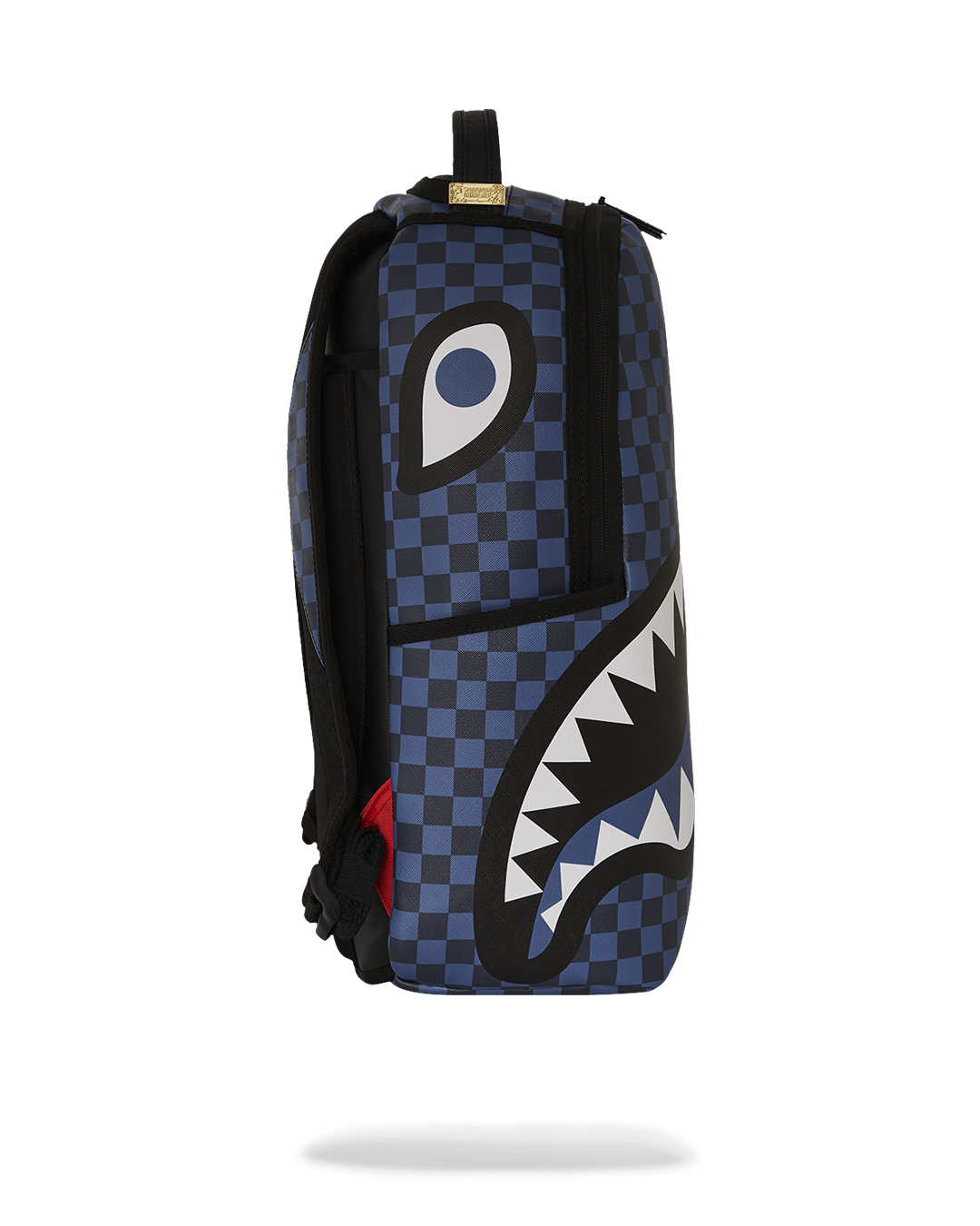 Front view of the Midnight Magic Shark backpack with multiple compartments and adjustable straps