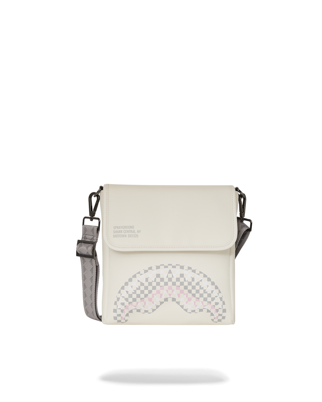Angled top view of sling bag showing zipper and strap details