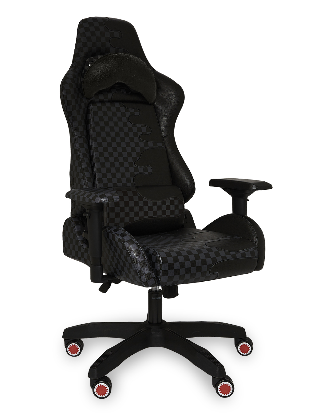 Side view of chair with headrest pillow, perfect for home office or streaming setups