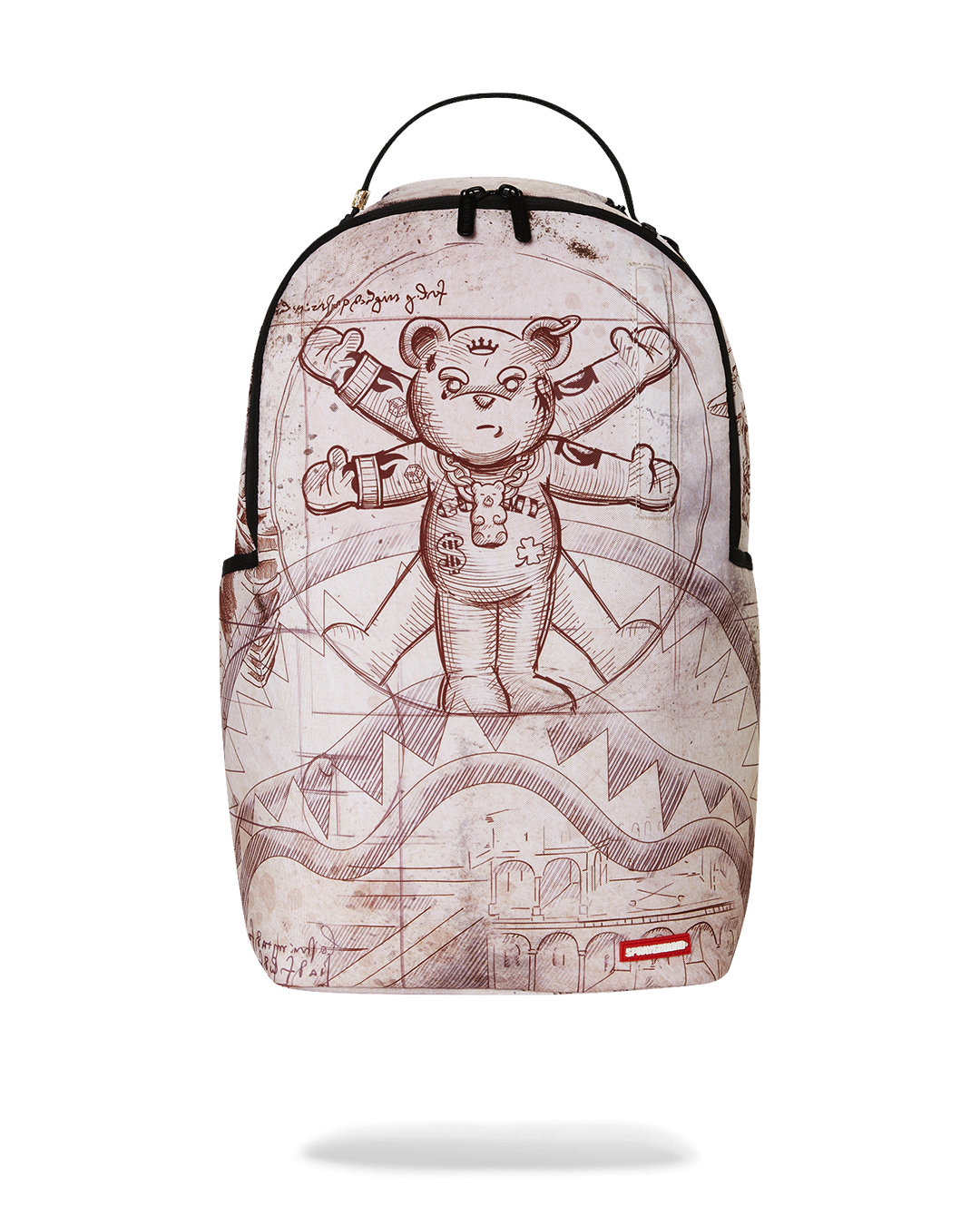LEONARDO DIABLO DLXR backpack front view showing gold zippers and sleek design