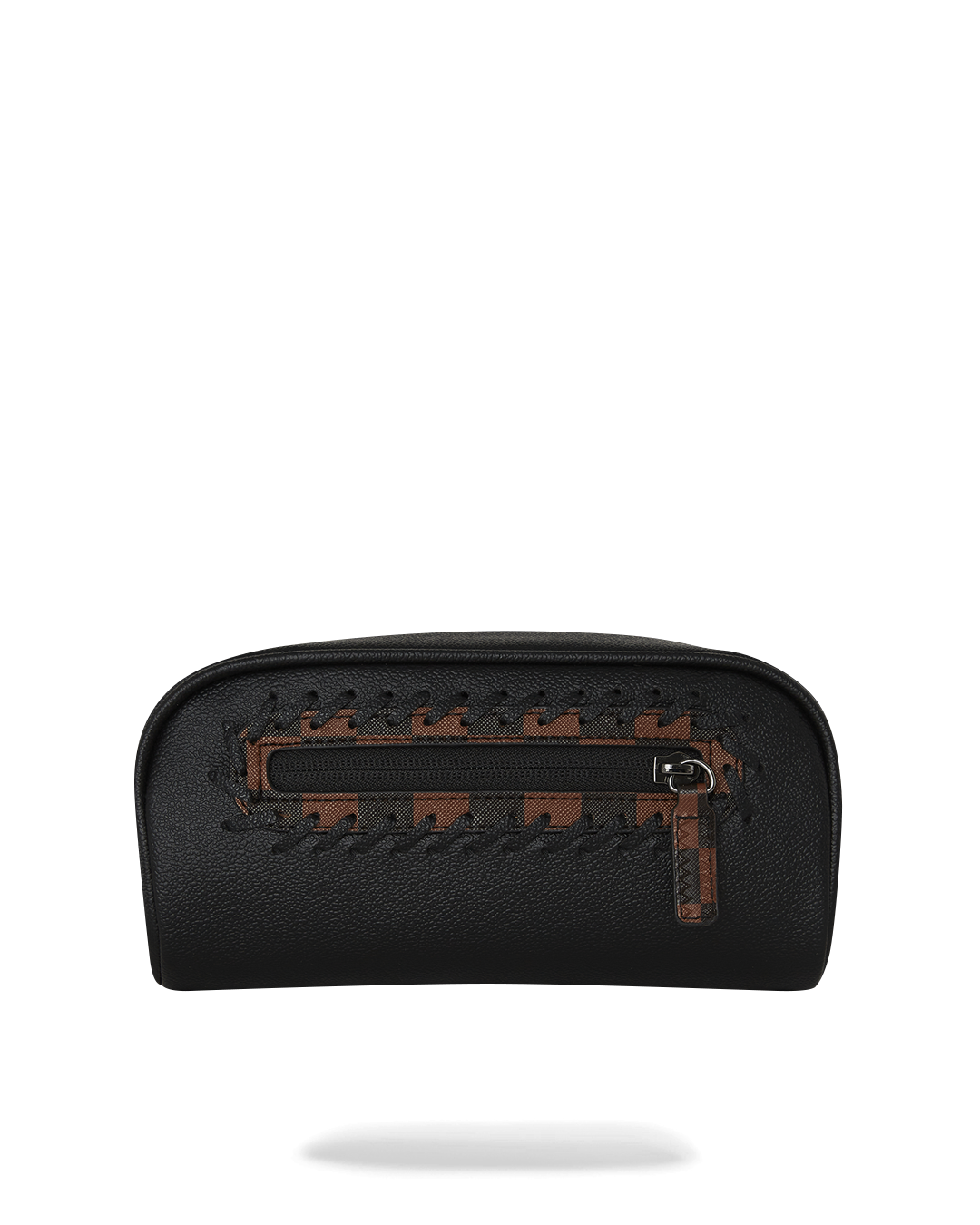 Front view of the Sprayground Checkpoint Royale pouch with embossed sharkmouth detail