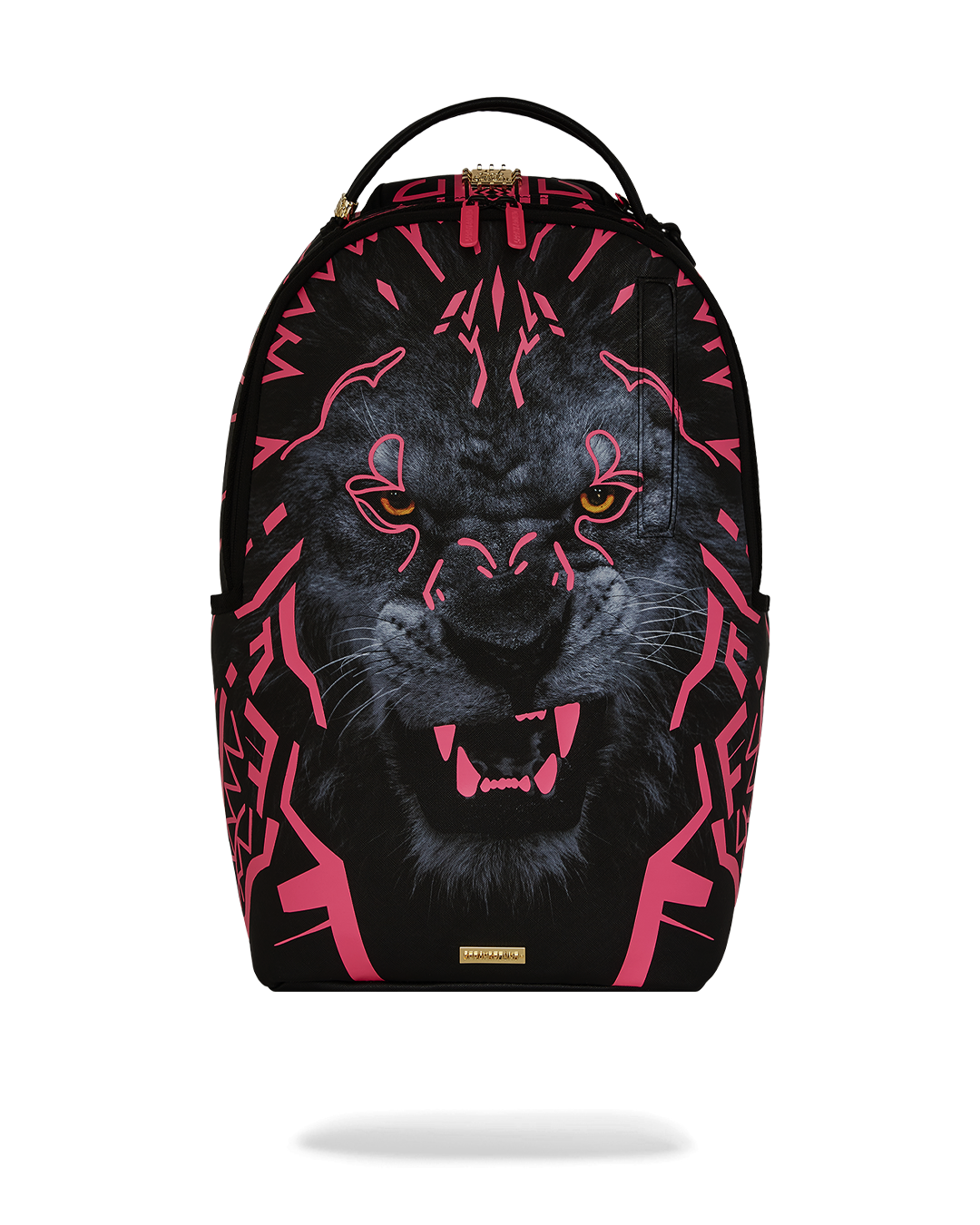 African Intelligence backpack in faux leather, showcasing front zipper pockets