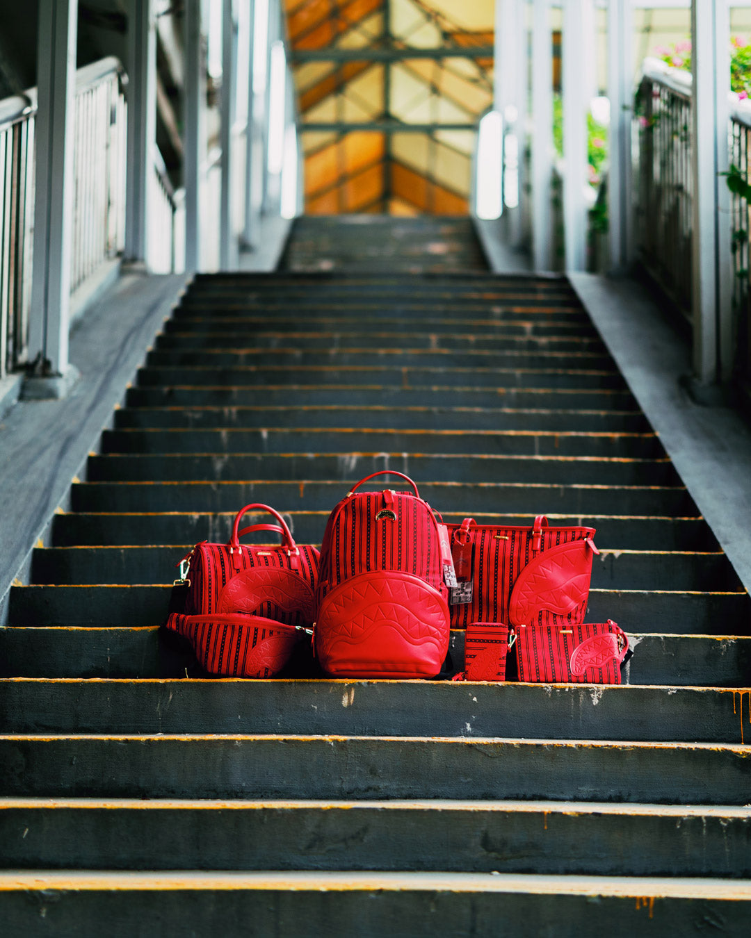 Interior view of the SkyChain mini duffle showing pockets and zipper