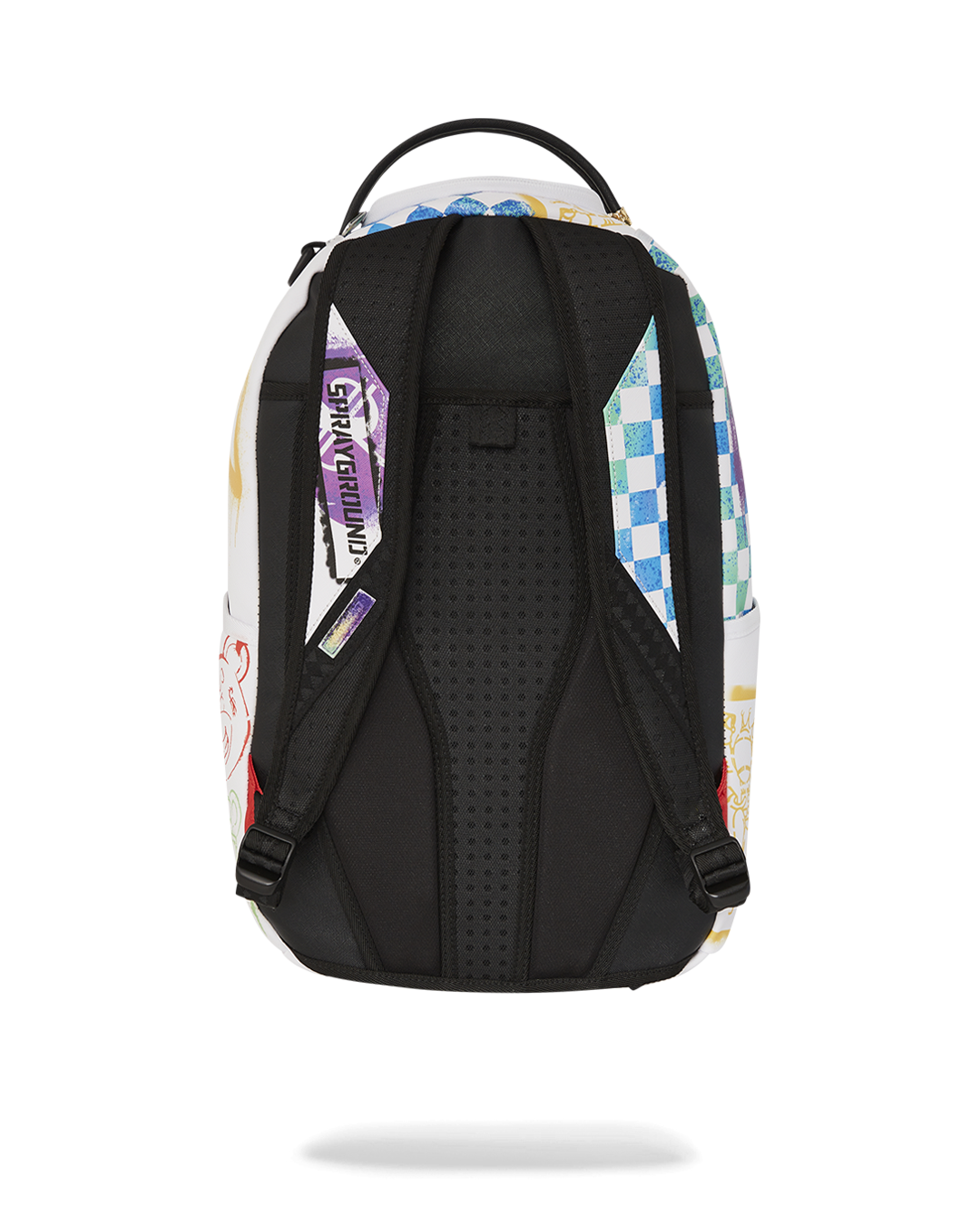 Shark Central backpack open, showing laptop compartment and organizer pockets
