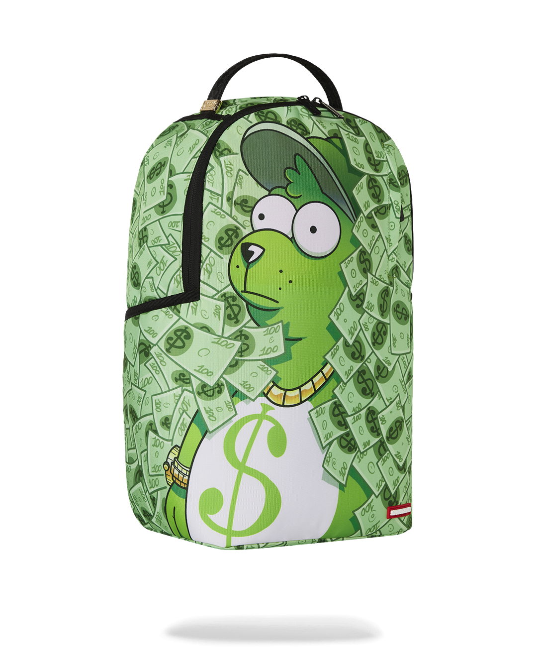 Money Bear Backpack with separate velour sunglass compartment and gold zippers