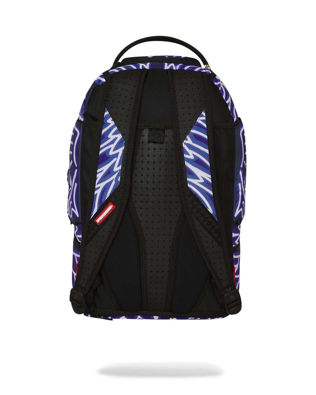 Front view of the Neon Wings Deluxe faux leather backpack showcasing its spacious design.